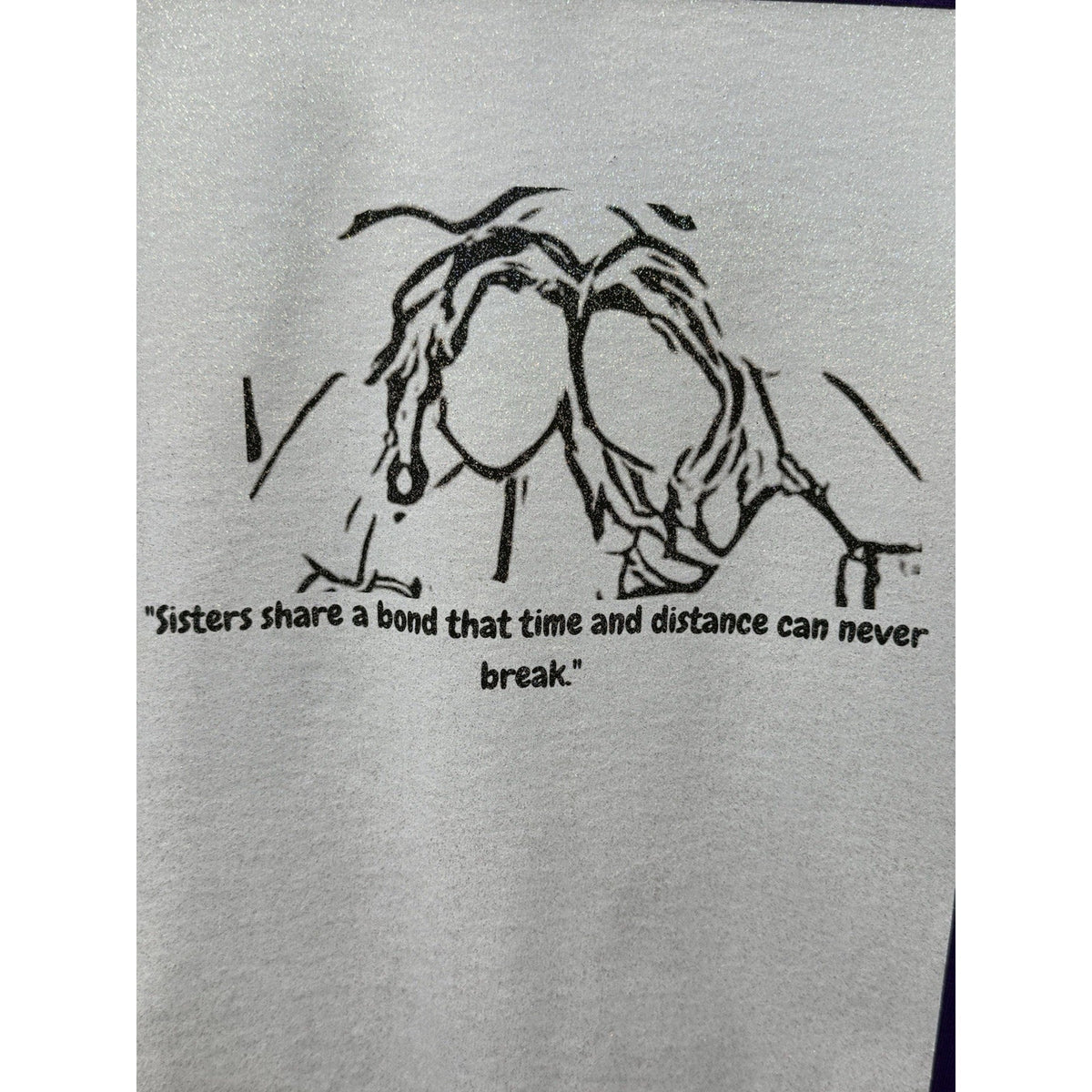 Gildan Heavy Cotton XL Purple Sisters Share A Bond Graphic T Shirt Friendship