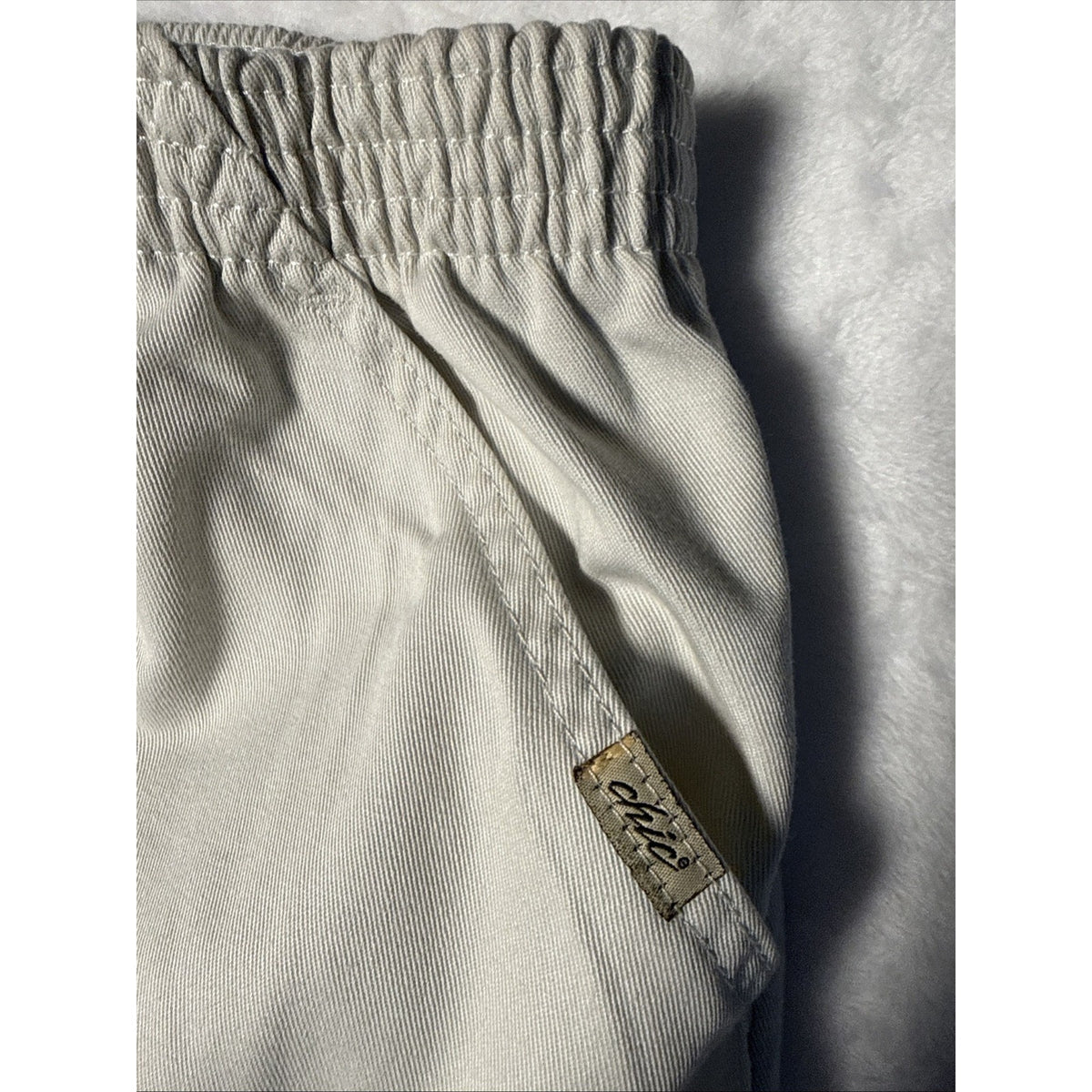 Chic Pants Elastic Waist Pull On Straight Leg Women Plus Size 22W Pockets Cream