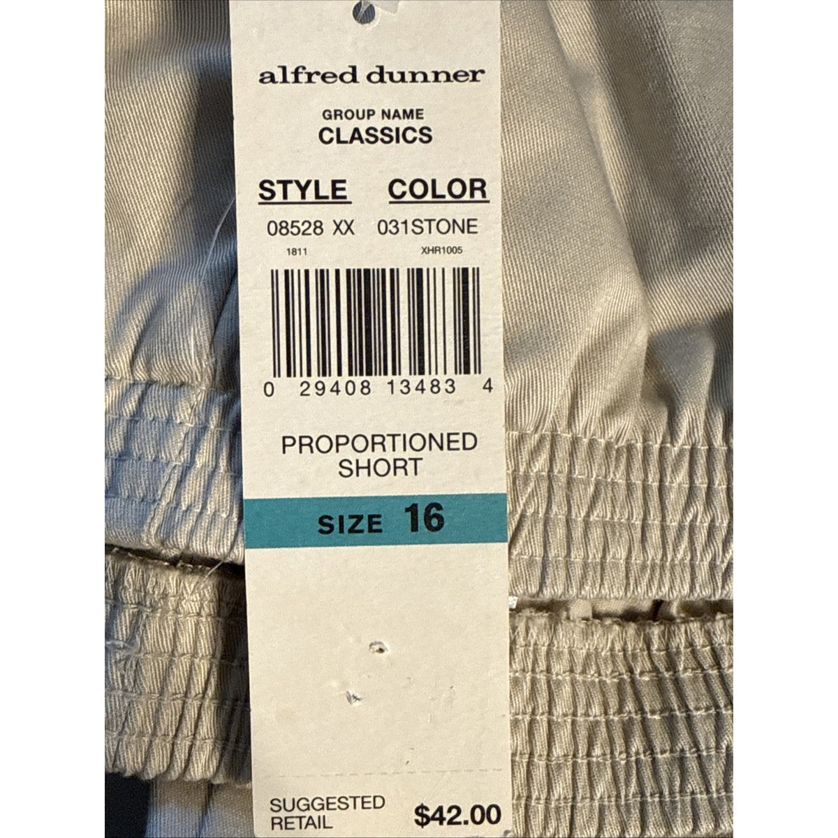 Alfred Dunner Womens 16 Short Beige Pull On Pants NWT Stretch Classic -FLAWED-