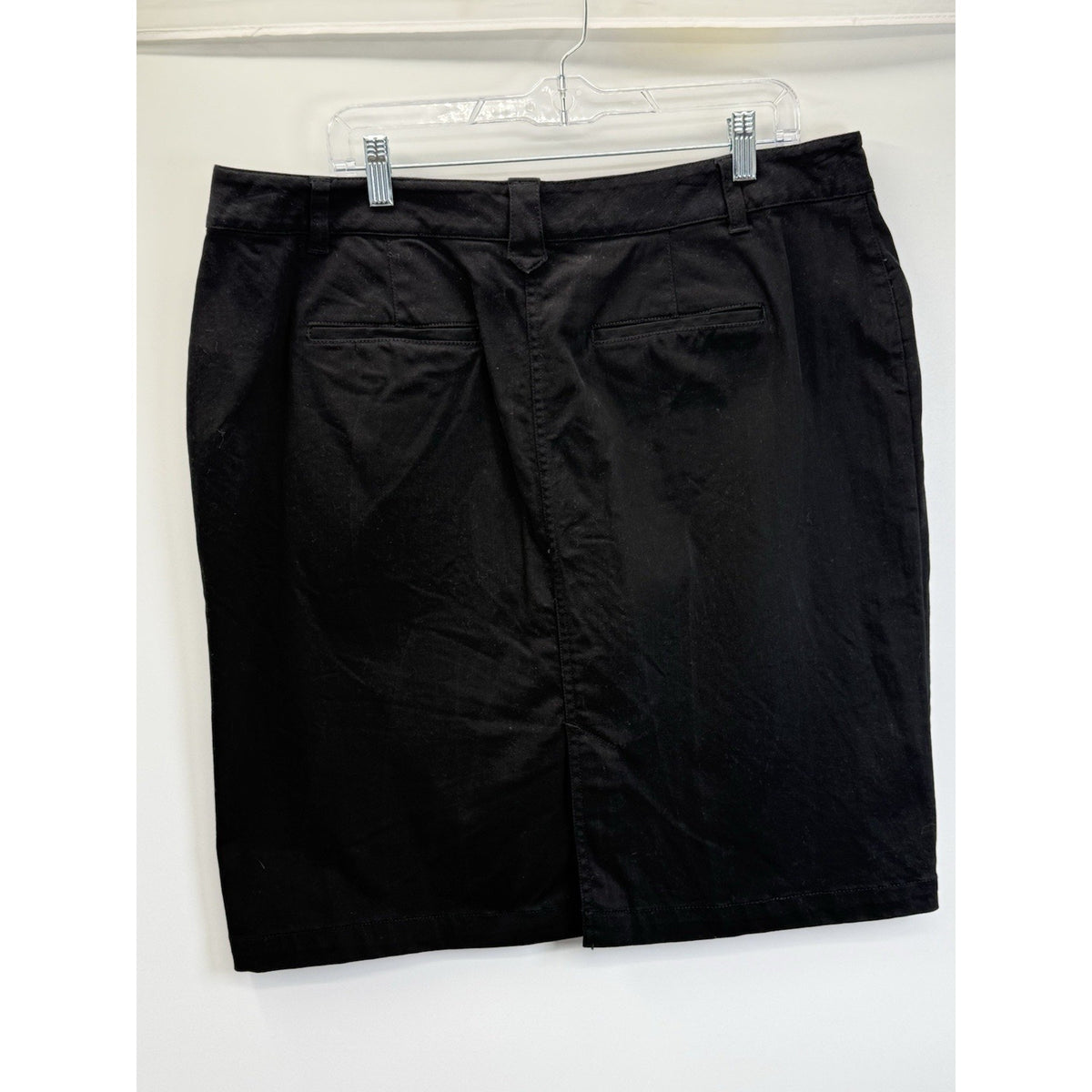 LRL Lauren Jeans Co Black Coated Denim Pencil Skirt Women’s 16W Zip Pocket