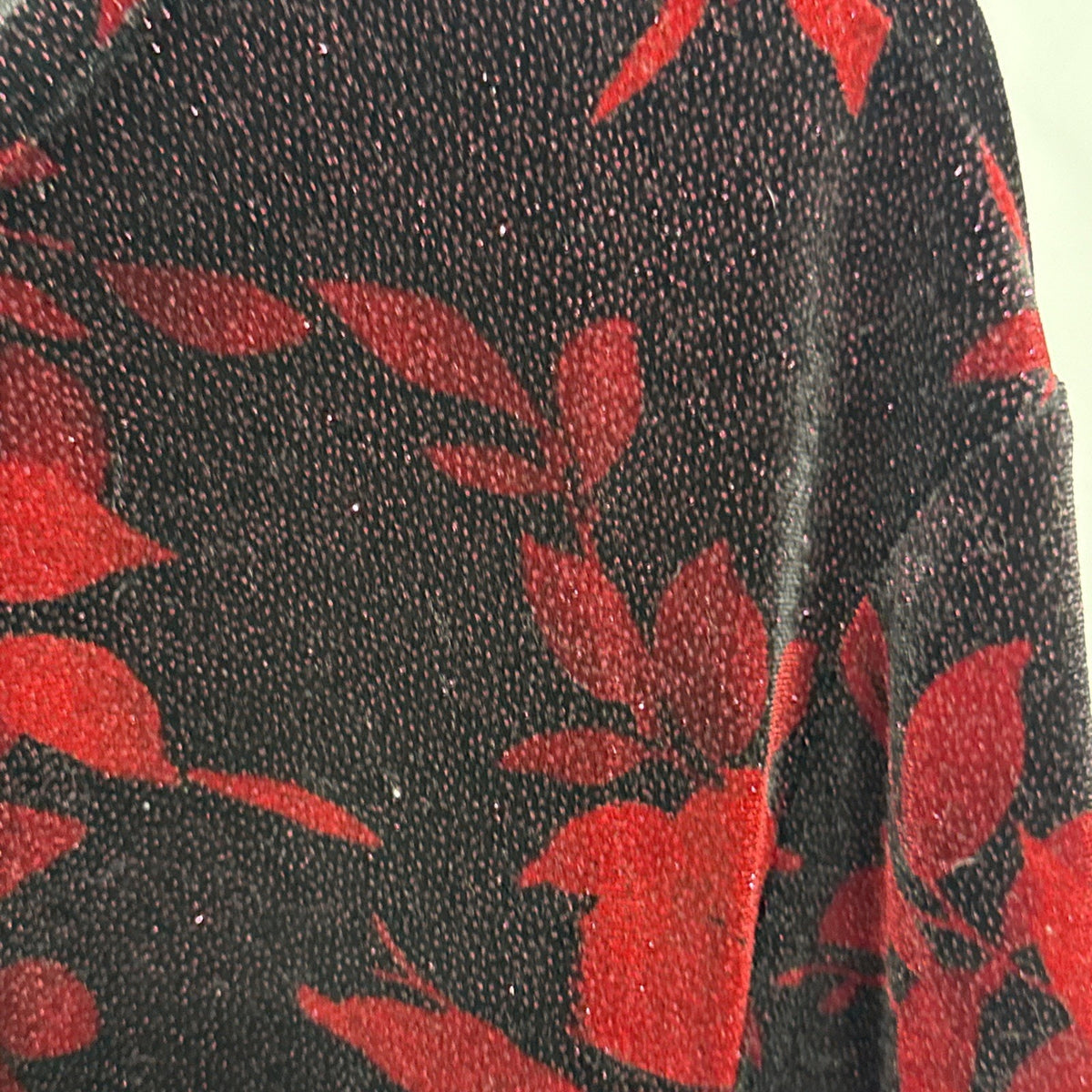 Floral Velvet Top Black Red Sparkly XL Dark Romantic Whimsigoth Fairy Grunge