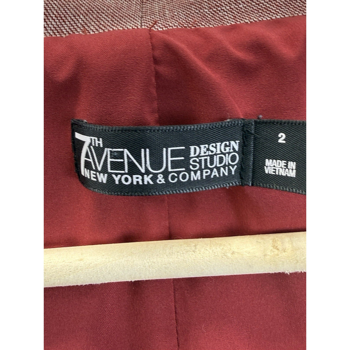 7th Avenue NY & Co Sleeveless Blazer Vest Womens 2 Red Career Dark Academia