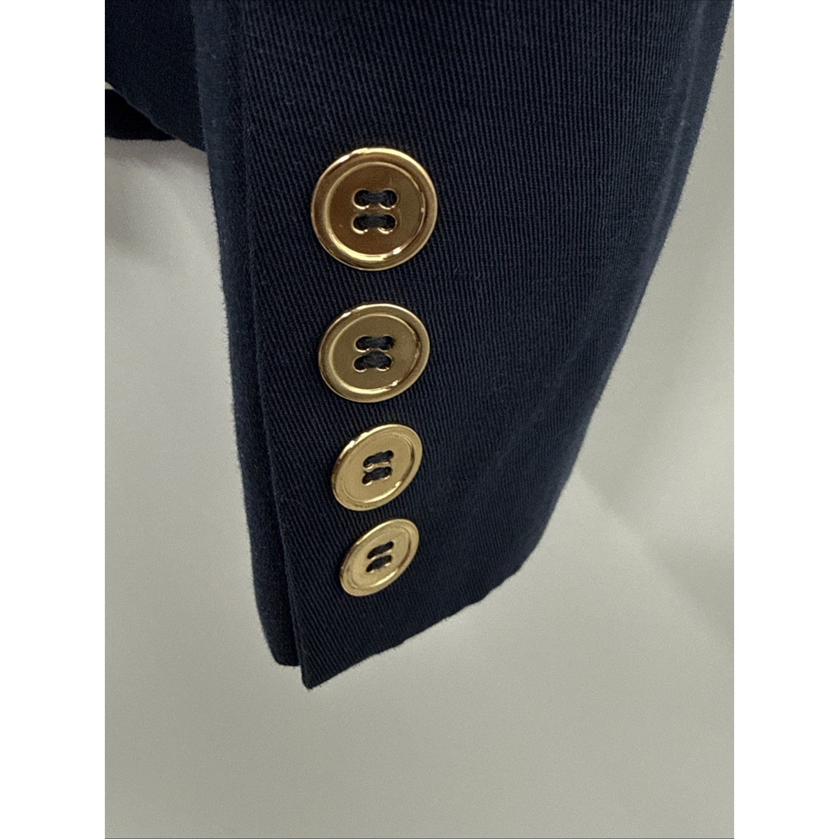 Talbots Blazer Womens 14 Navy Cotton Linen Lined Jacket Contrast Stitch