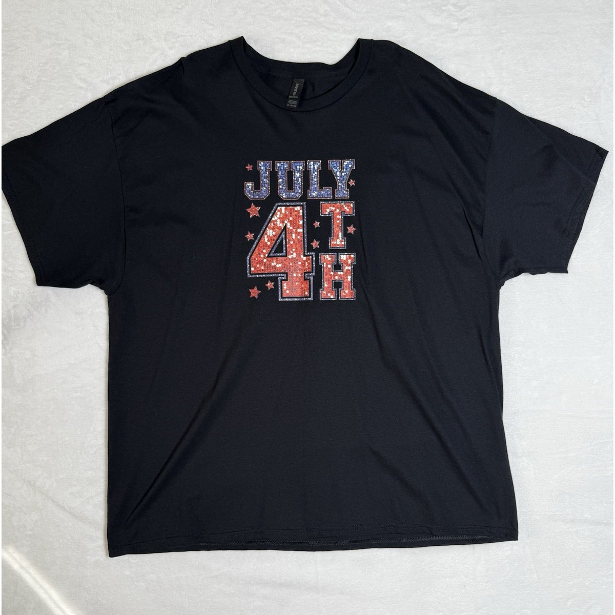 Gildan Heavy Cotton July 4th Patriotic Graphic T Shirt Black 3XL USA Stars