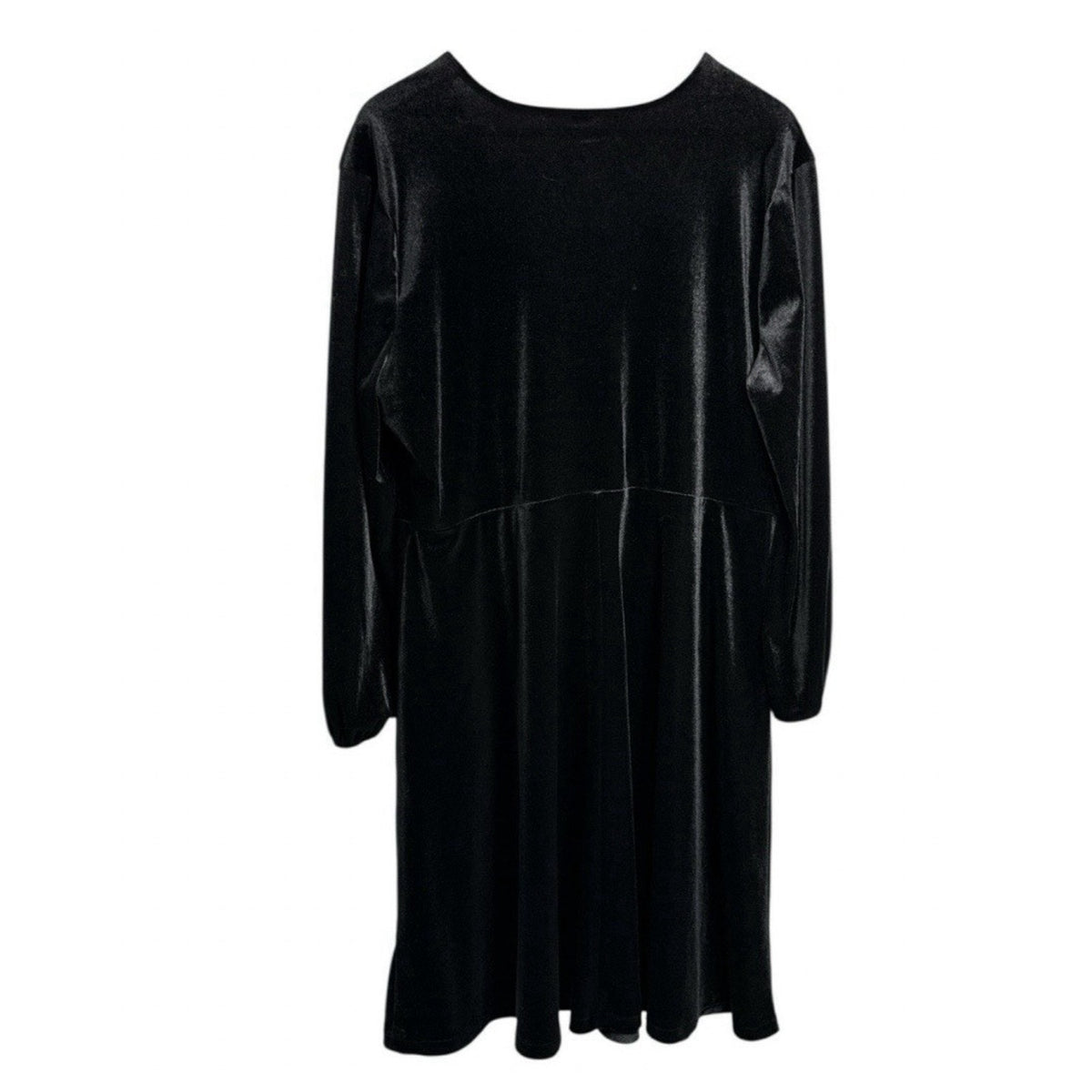 Womens Plus Sz XL Dress Black Velvet Long Sleeves Knee Length V Neck Old Navy
