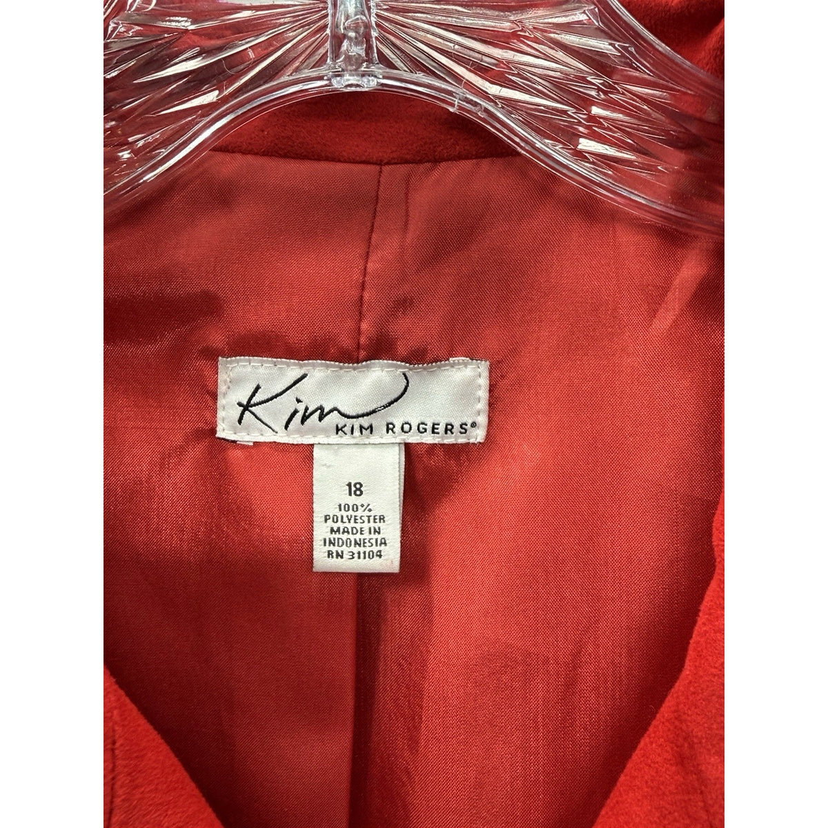 Kim Rogers Red Faux Suede Look Zip Front Jacket Womens 18 Career Classic