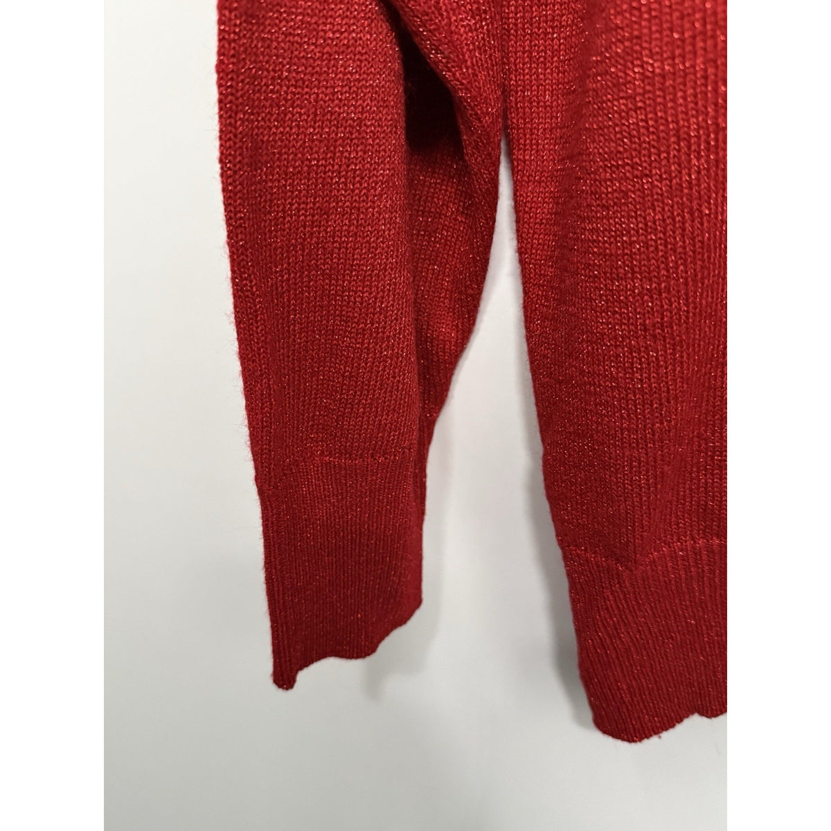 Vtg Dressbarn Woman Holiday Mockneck Sweater 14/16 Red Sparkle Shoulder Pads