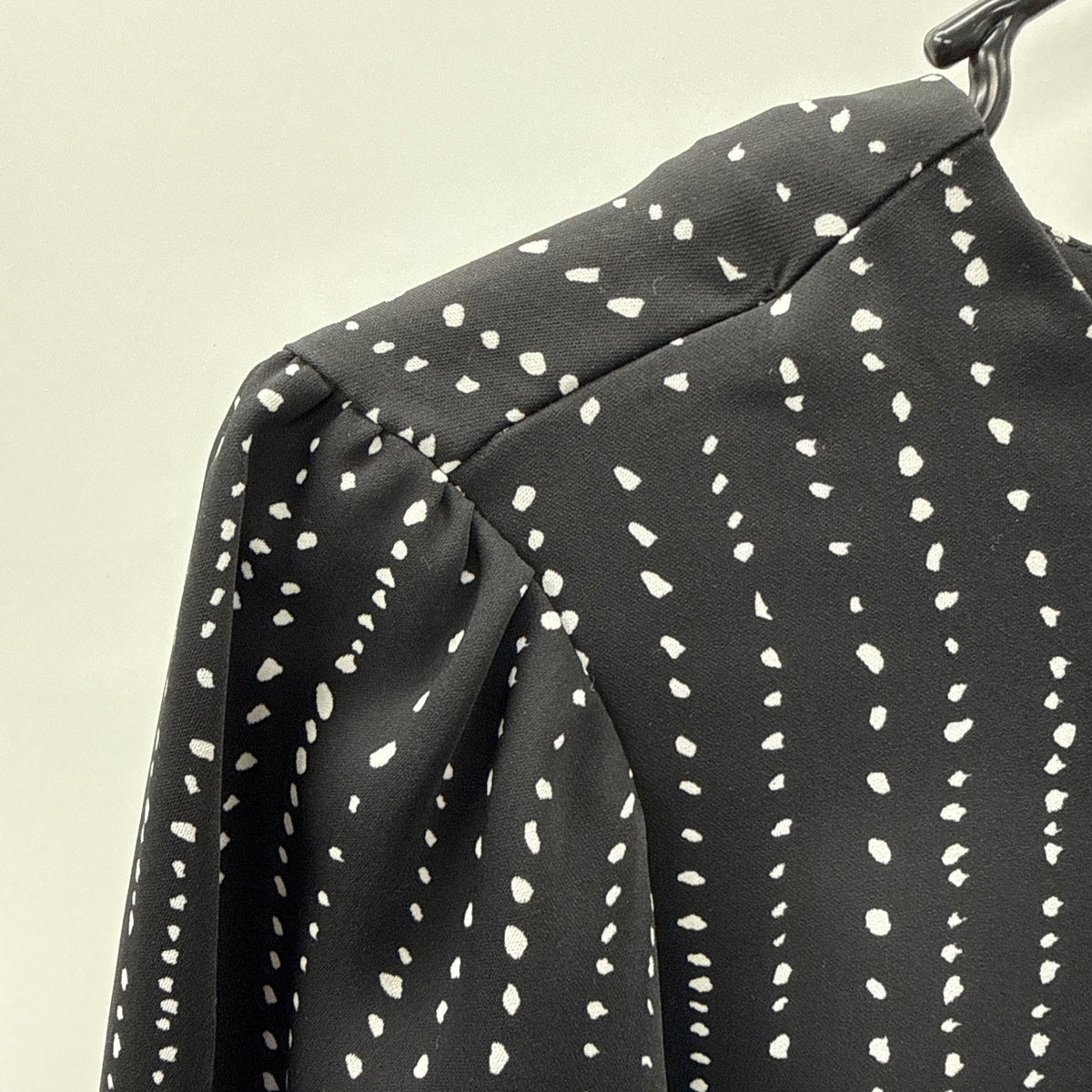 H&M Size 6 Black White Dot Print Shift Dress Long Sleeve Button Cuff