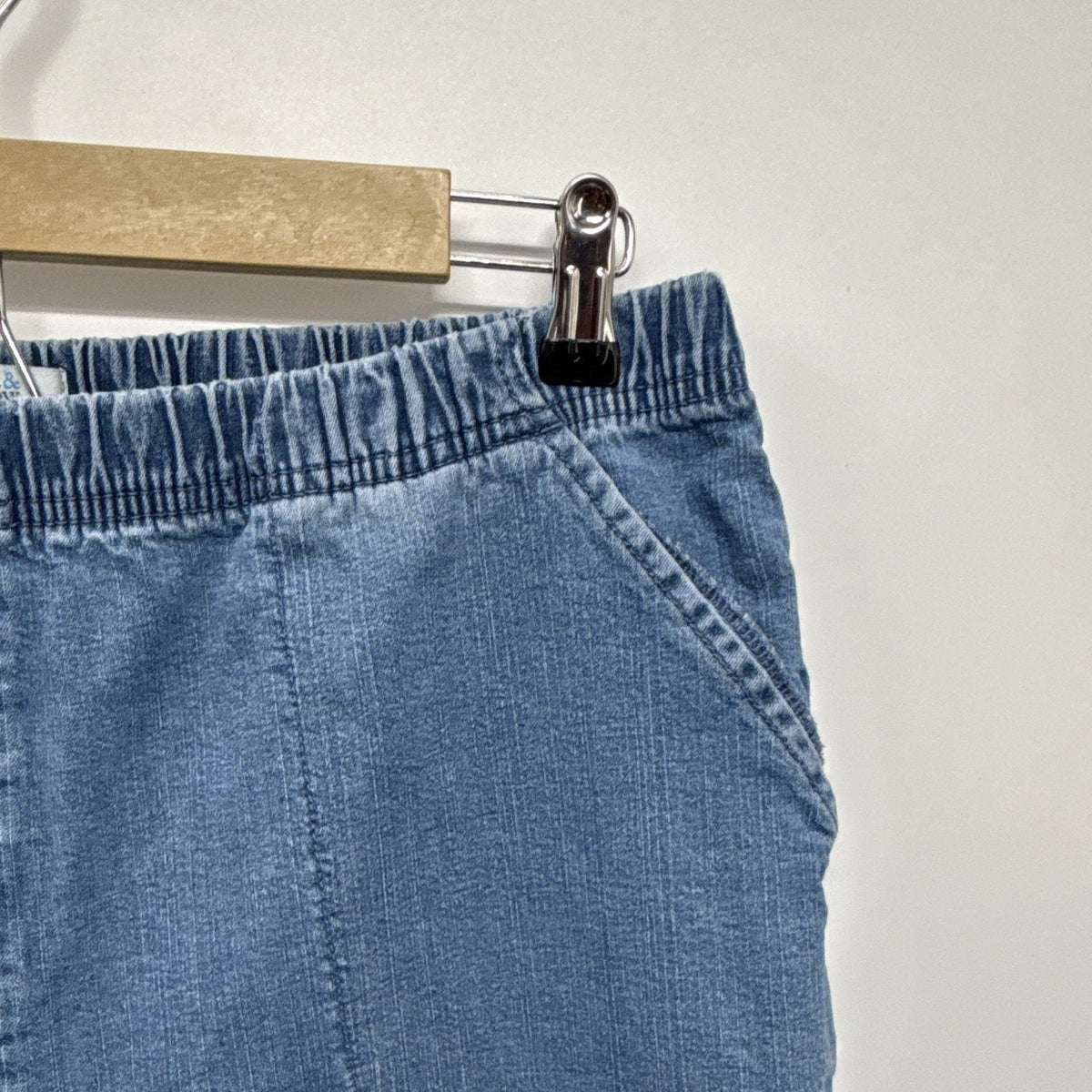 Croft & Barrow Women Pull On Stretch Denim Jeans Elastic Waist Pockets Blue 20W