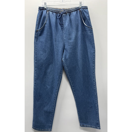 Bobbie Brooks Pull On Denim Jeans Womens 16W Elastic Waist Relaxed Comfort