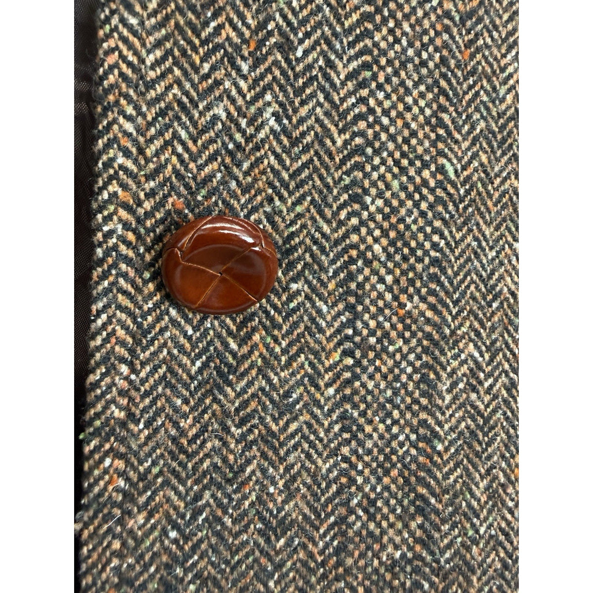 Caston Vintage Herringbone Wool Blend Blazer Jacket Petite 14 Brown Academia