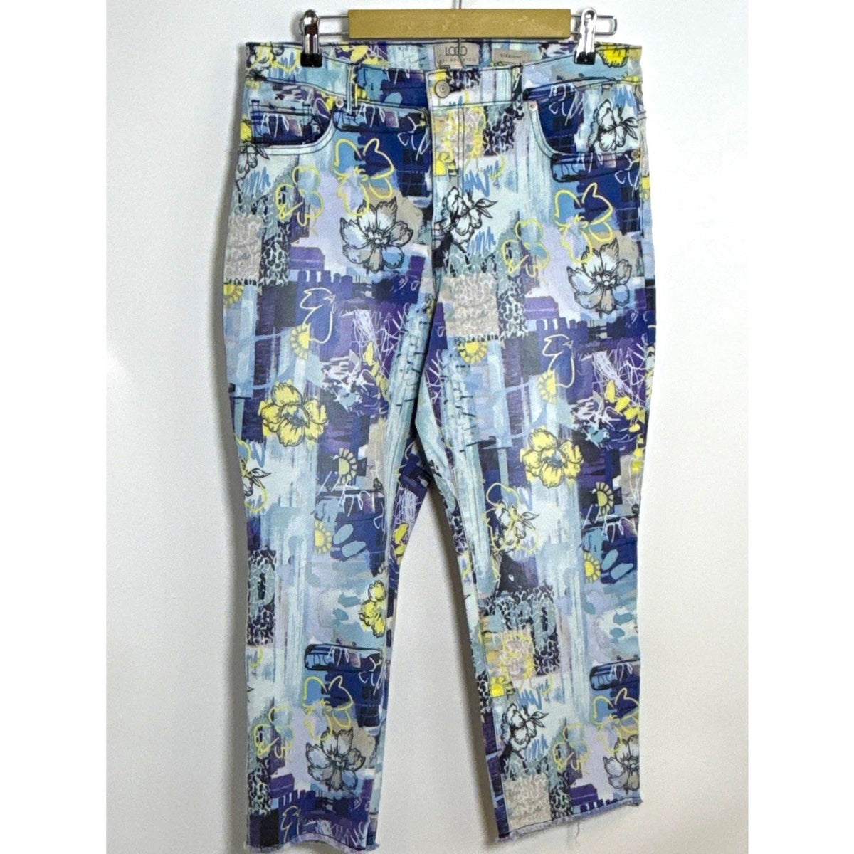 LOGO by Lori Goldstein Women’s Straight Floral High-Rise Stretch Jeans 12