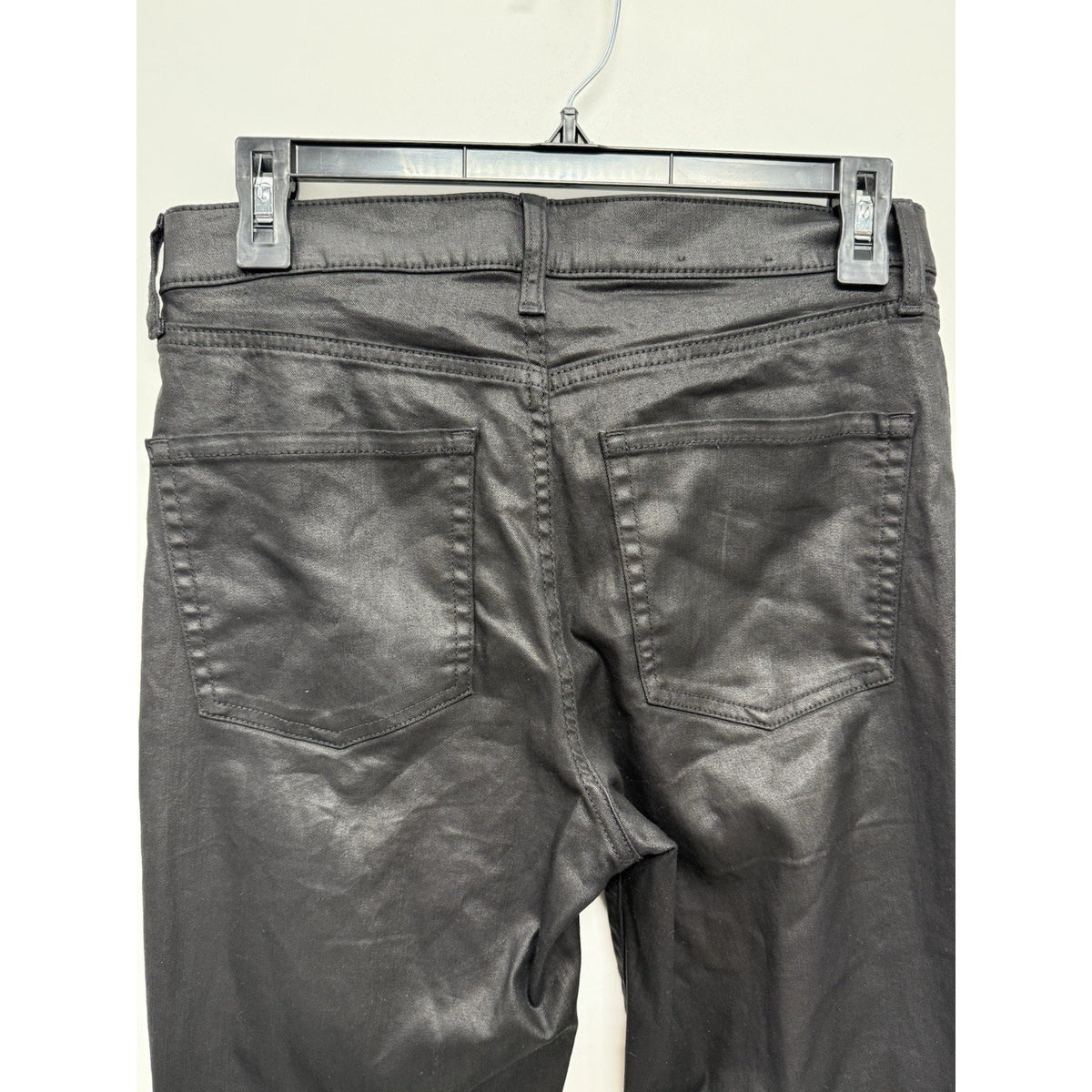 Banana Republic High Rise Slim Jeans 28/6 Black Coated Leather Look Stretch