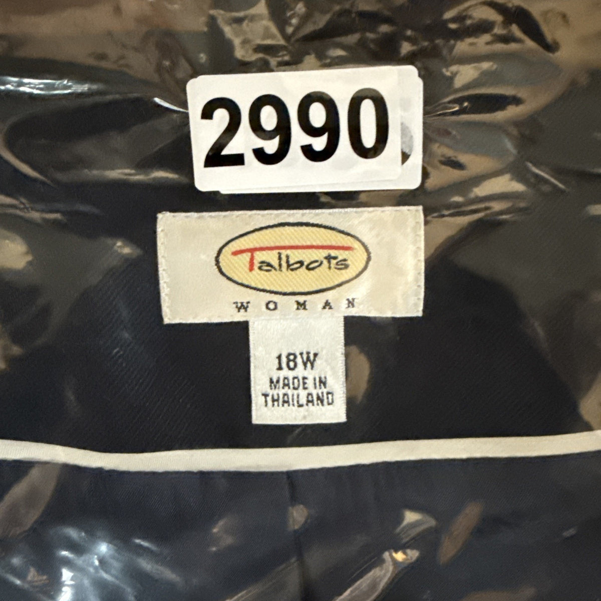 Talbots Woman 18W Navy Linen Cotton Jacket 3/4 Sleeve Made in Thailand Lined