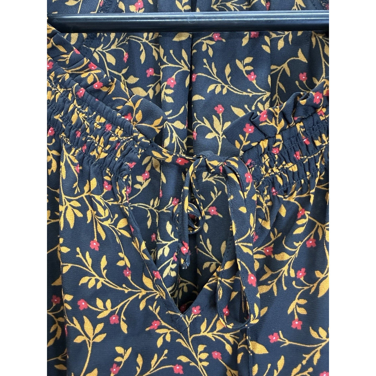 Old Navy Georgette Swing XL Black Floral Dress Midi Peasant Boho, Long Sleeve