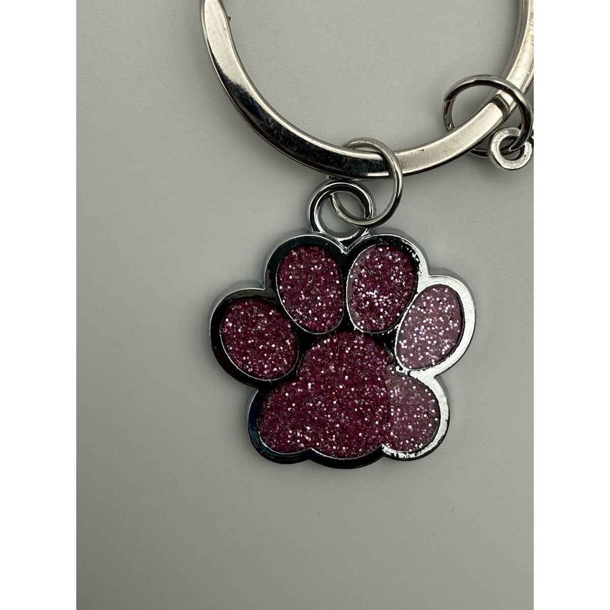 Boysenberry Glitter Paw Dog Keychain Purse Charm Sparkle Paw Print Gift