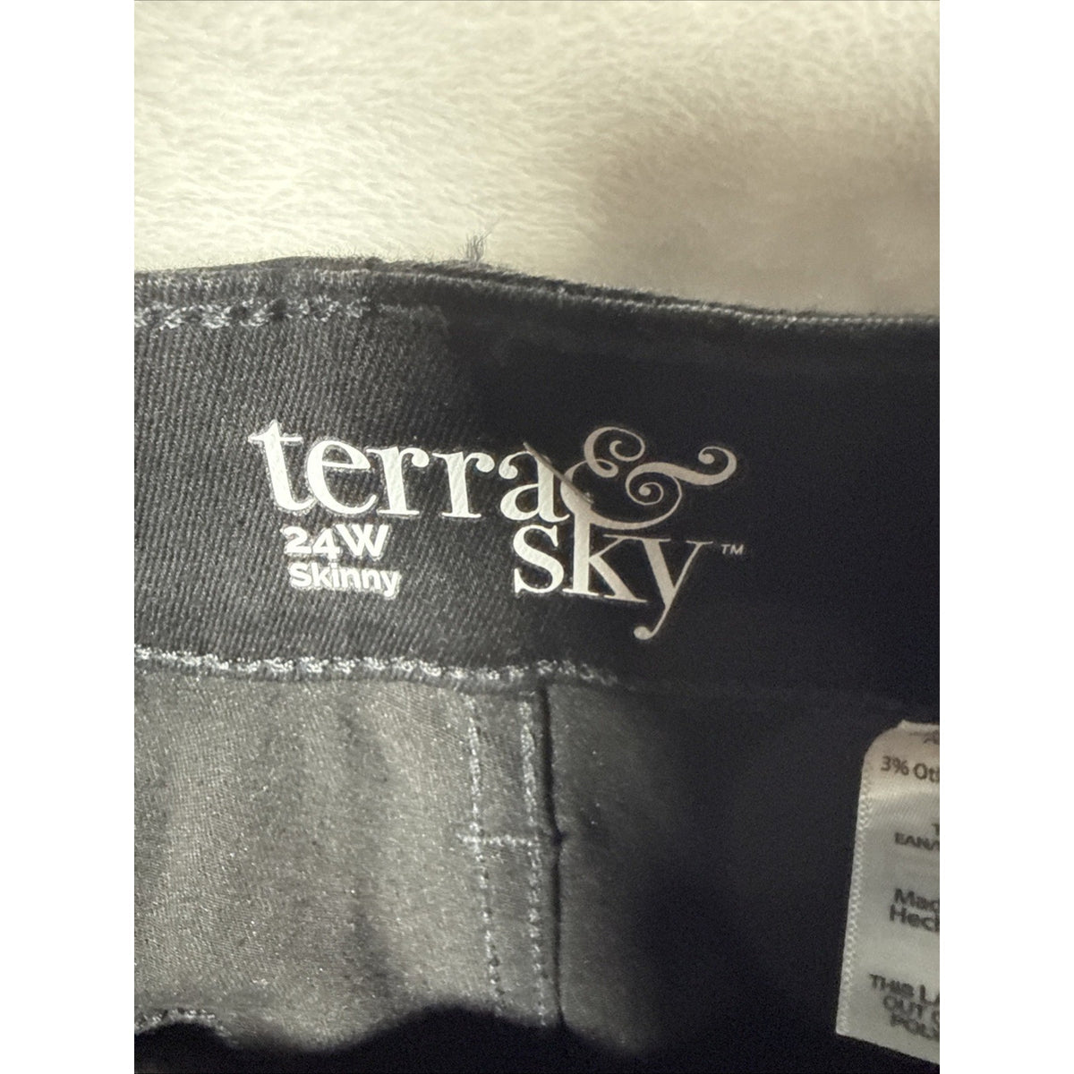 Terra & Sky Jeans Womens 24W Black Denim Skinny High Rise Stretch Preppy