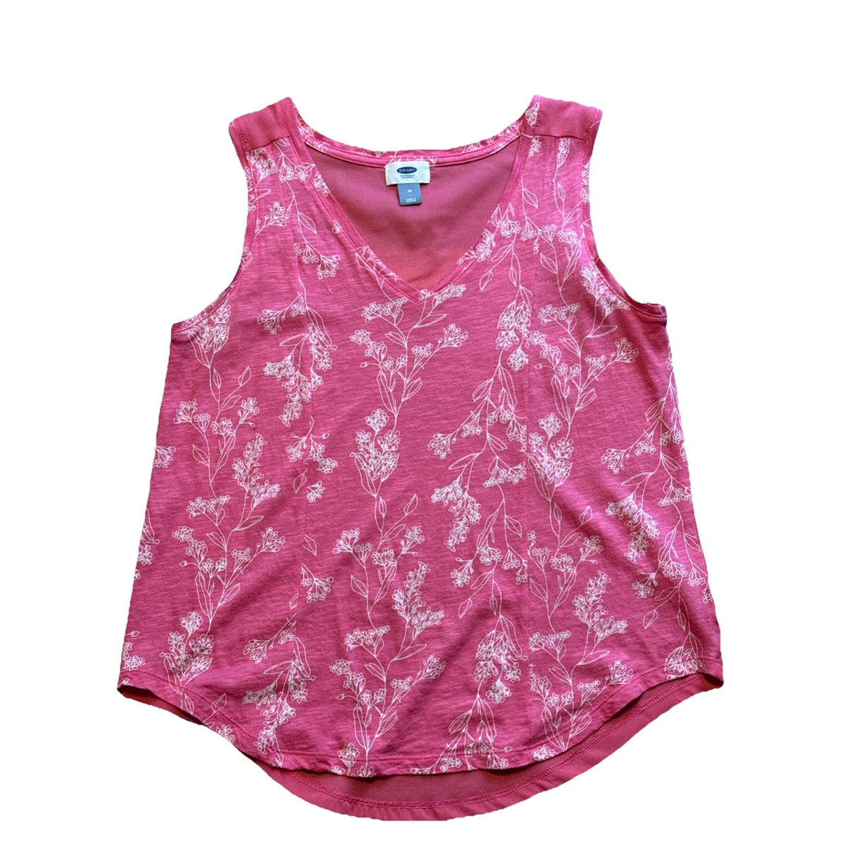 Old Navy Shirt Womens Small Tank Top Pink Floral Stretch Pullover M Mixed Media