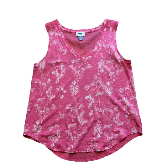 Old Navy Shirt Womens Small Tank Top Pink Floral Stretch Pullover M Mixed Media