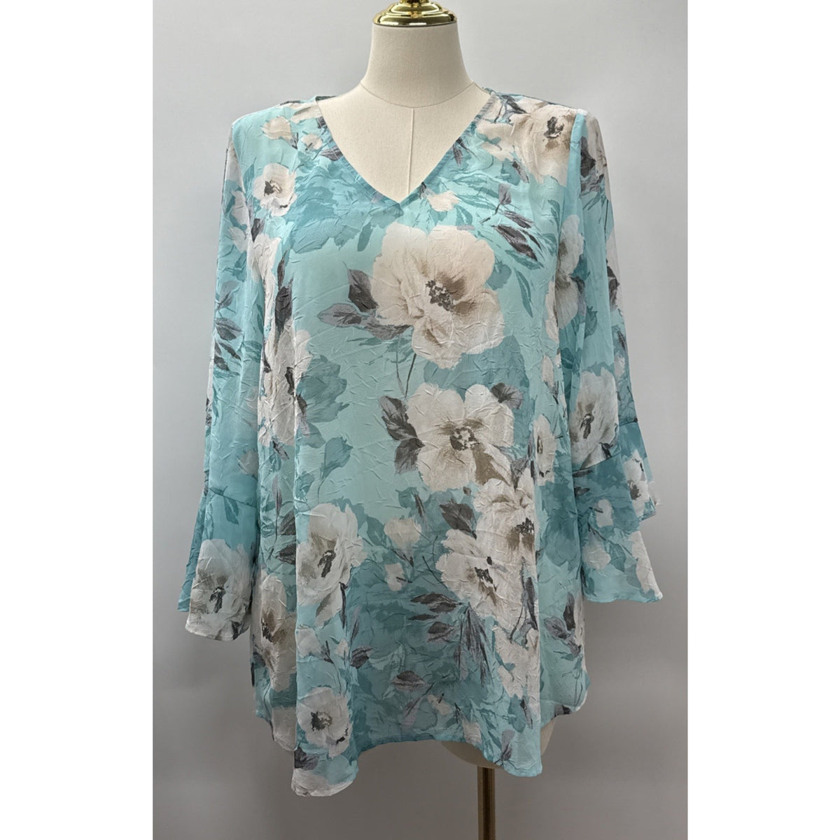 Sarah Michelle Women’s Blue Floral Blouse Plus Size 2X