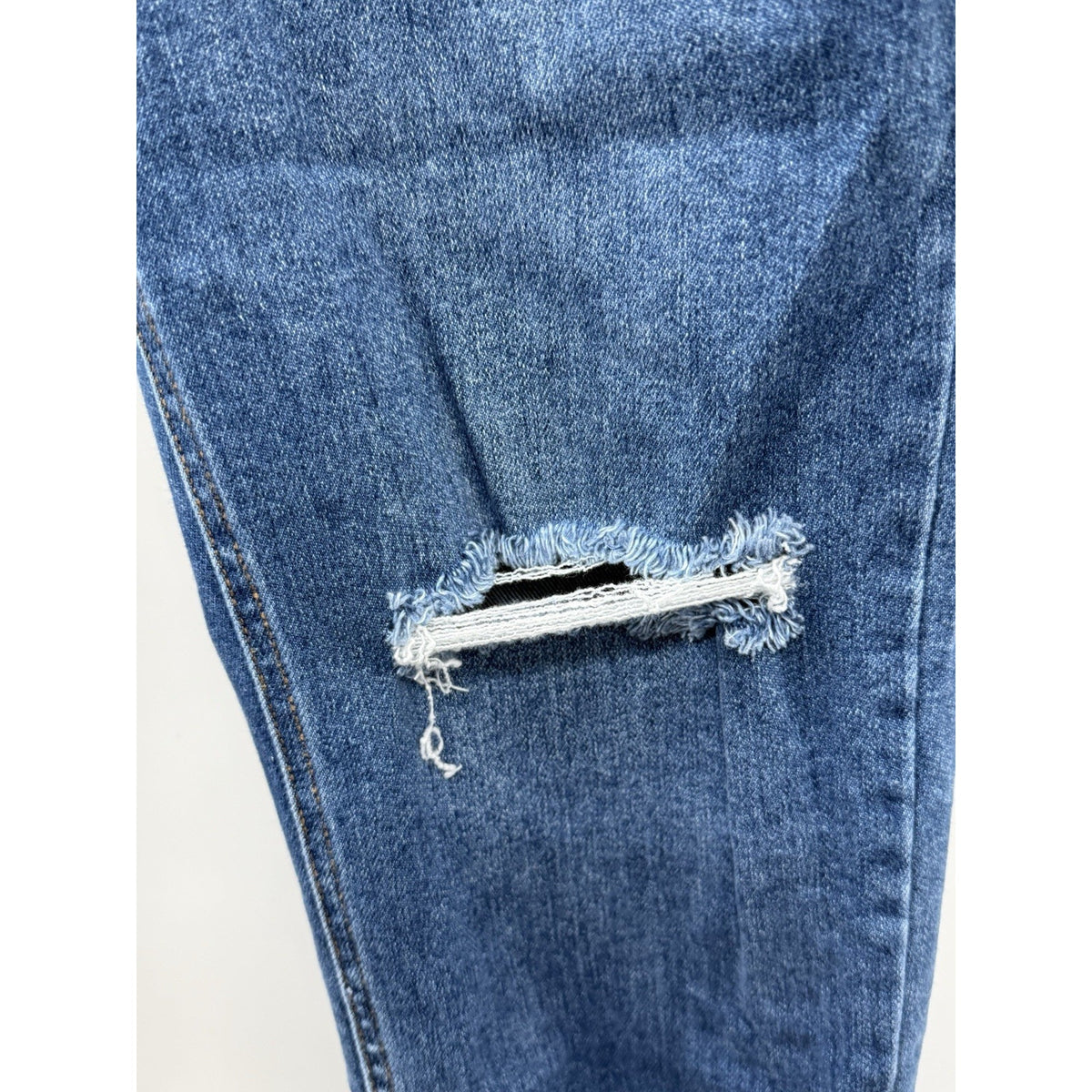 Terra & Sky Womens Jeans 16W Skinny Ankle Distressed Stretch Raw Hem Blue