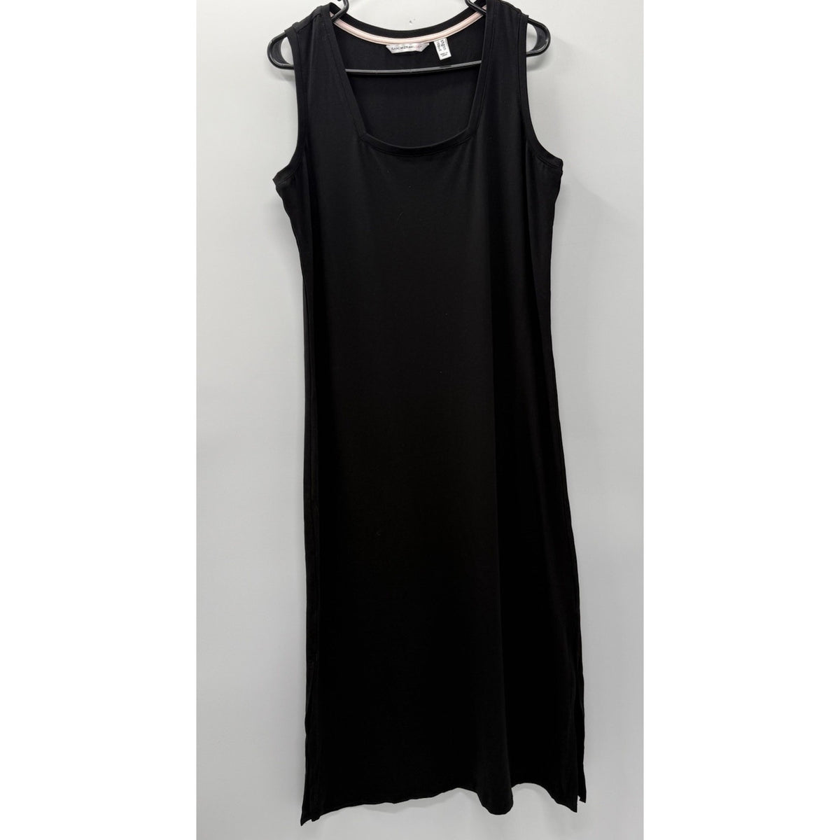 Isaac Mizrahi Live Black Sleeveless Midi Dress Petite Medium Side Slit Stretch