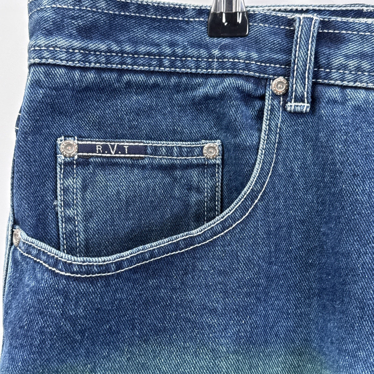 RVT Denim Shorts Womens 26 Blue Green Ombre Y2K Skater Baggy Cotton Jean Shorts