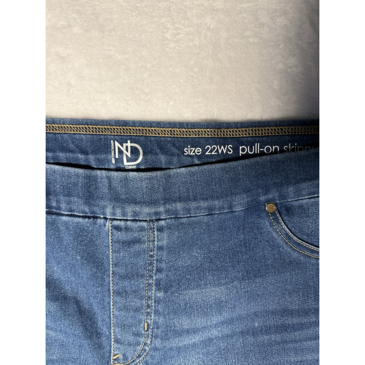 New Directions Curvy Women Plus Size Pull On Skinny Stretch Denim Jeans Blue