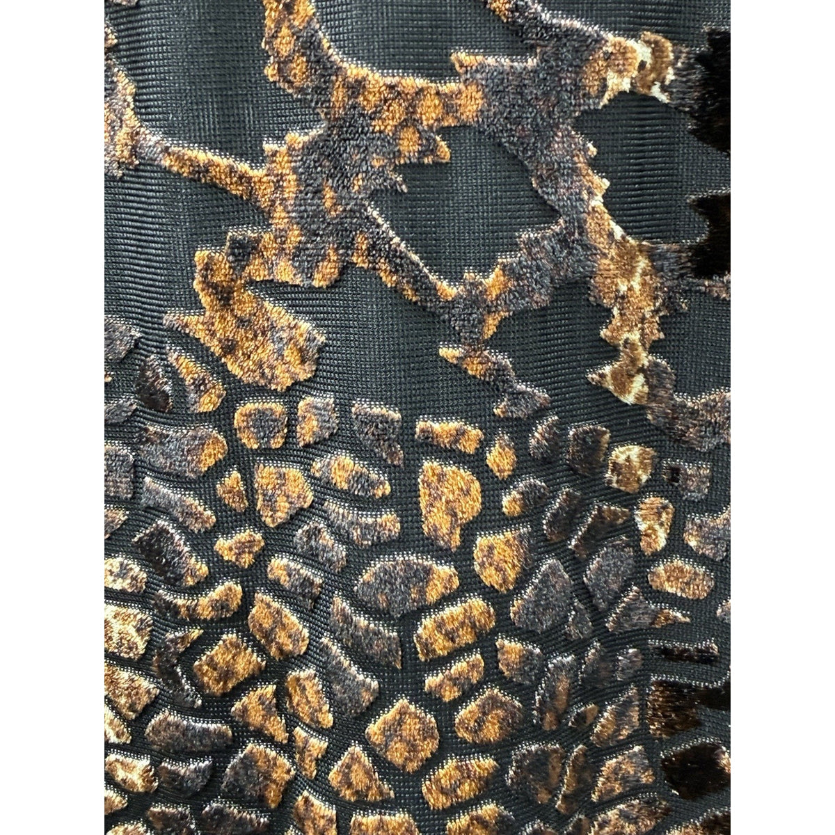 ROZ & Ali Animal Print Burnout Velvet Top Womens Large Sheer V Neck Blouse