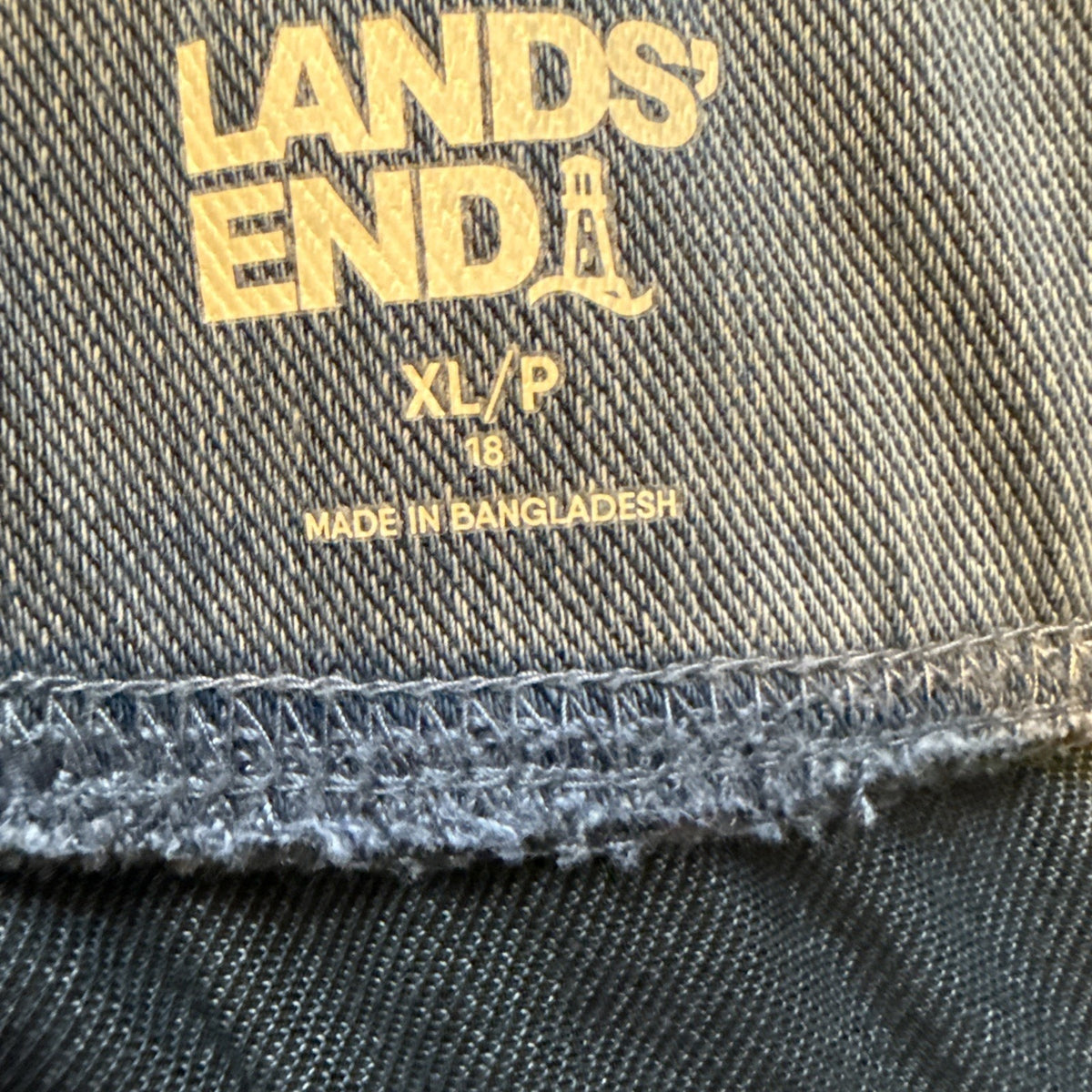Lands End Women Cotton Pull On Pants XL/18 Blue High Rise Straight Leg