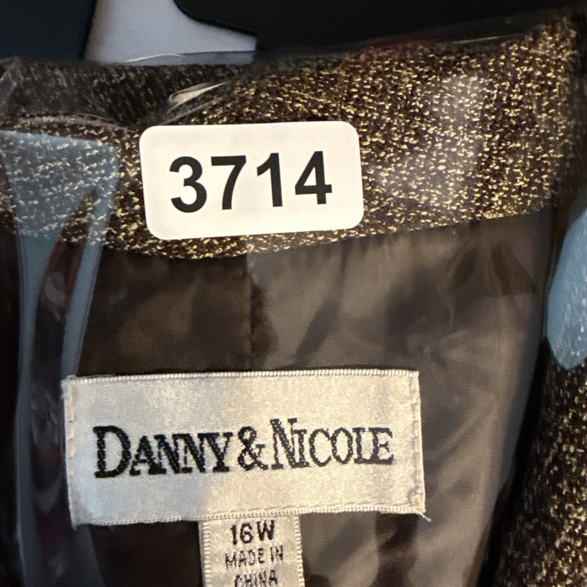 Danny & Nicole Blazer Women 16W Brown Tweed Pleated Plus Size Career Jacket