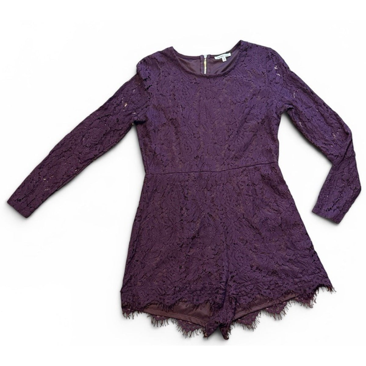 Charlotte Russe Purple Lace Romper Long Sleeve Boho Whimsigoth Gothic Mini L