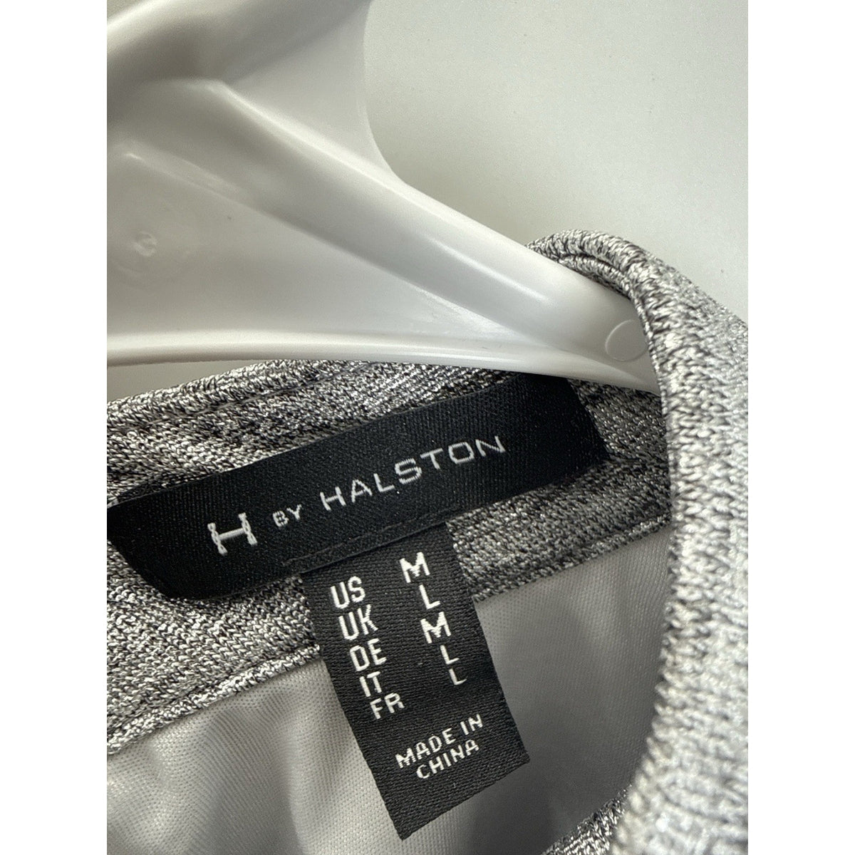 H by Halston Metallic Silver Mock Neck Sleeveless Stretch Knit Top Women’s M