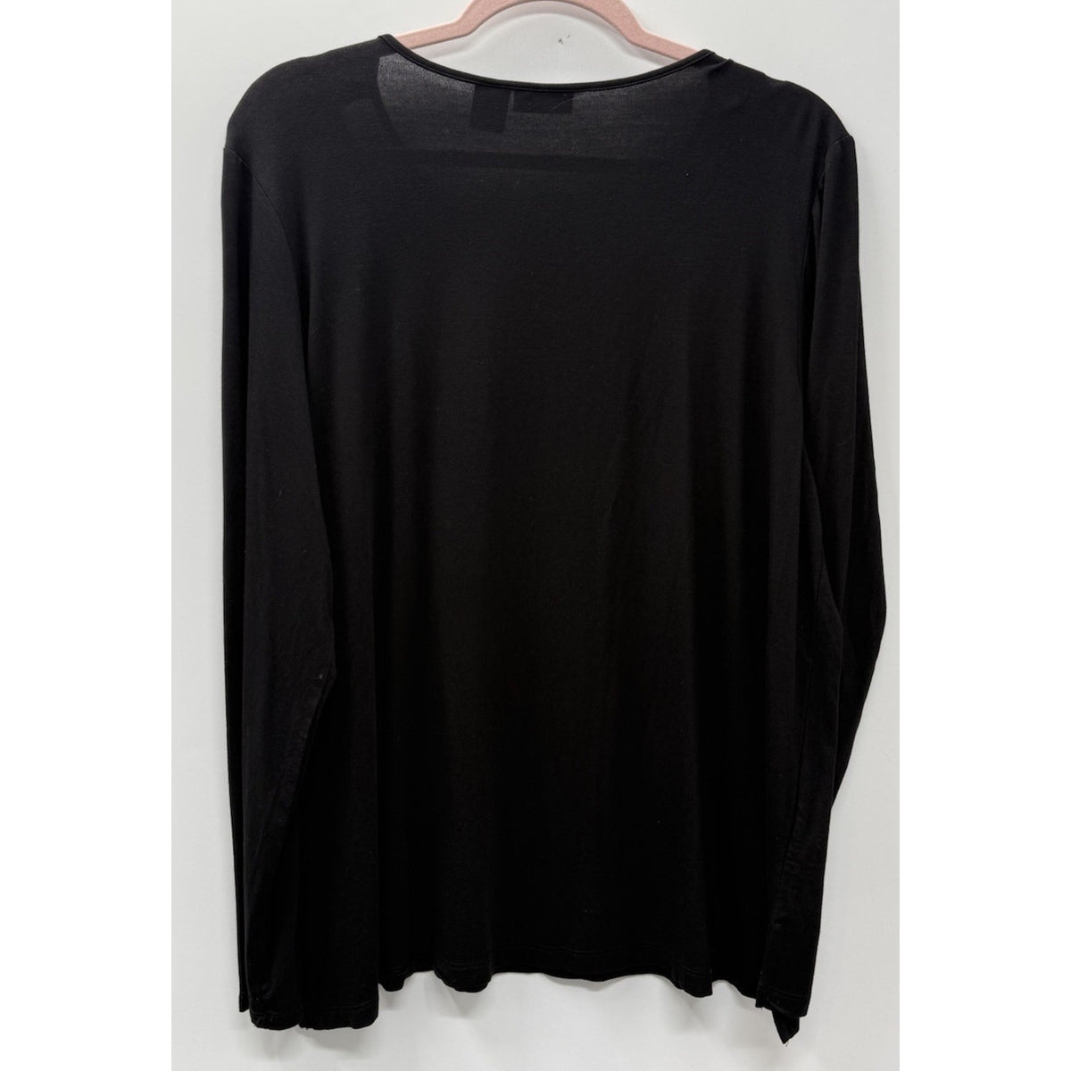 Tahari XL Black Long Sleeve V-Neck Sheer Insert Top Lagenlook Career Minimalist