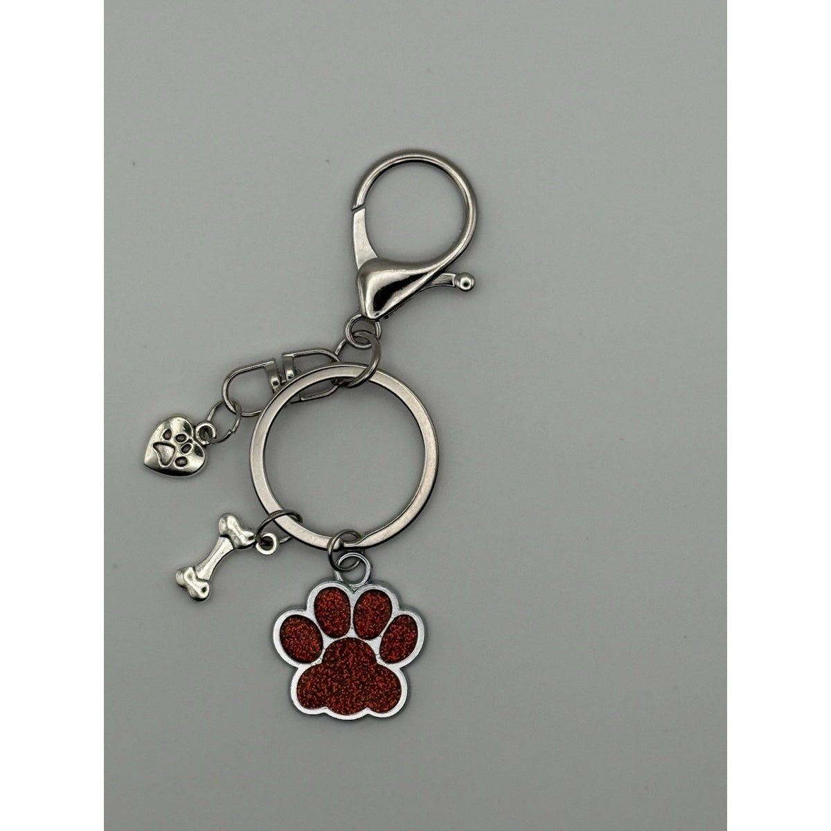 Ruby Ember Paw Glitter Dog Keychain Purse Charm Pet Lover Gift Red