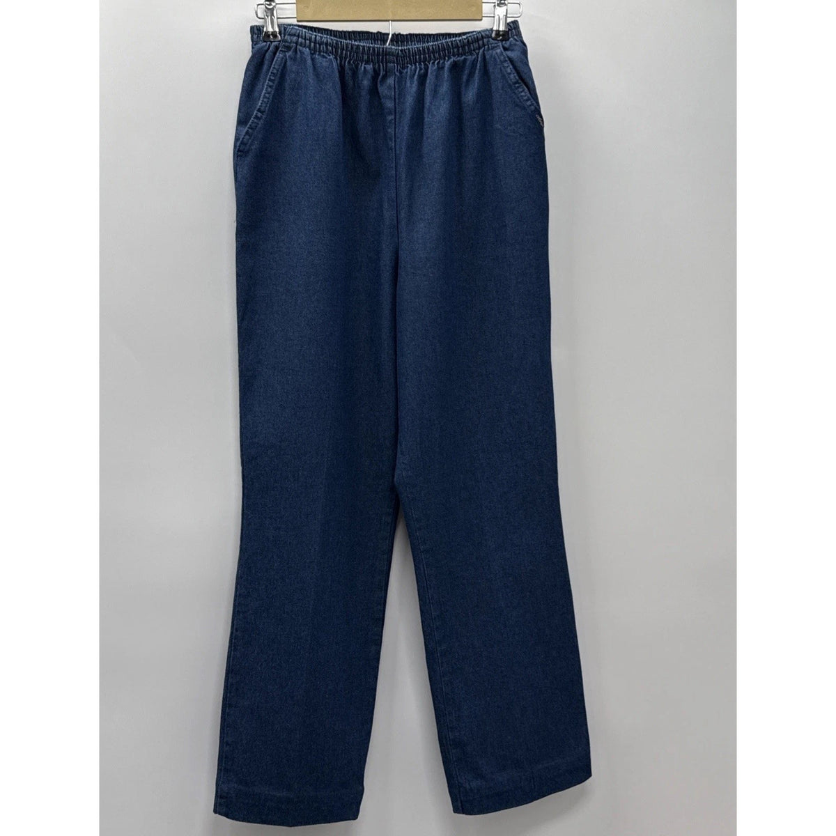 Chic Pull On Mom Jeans - Womens 12 Blue High Rise Stretch Medium Wash