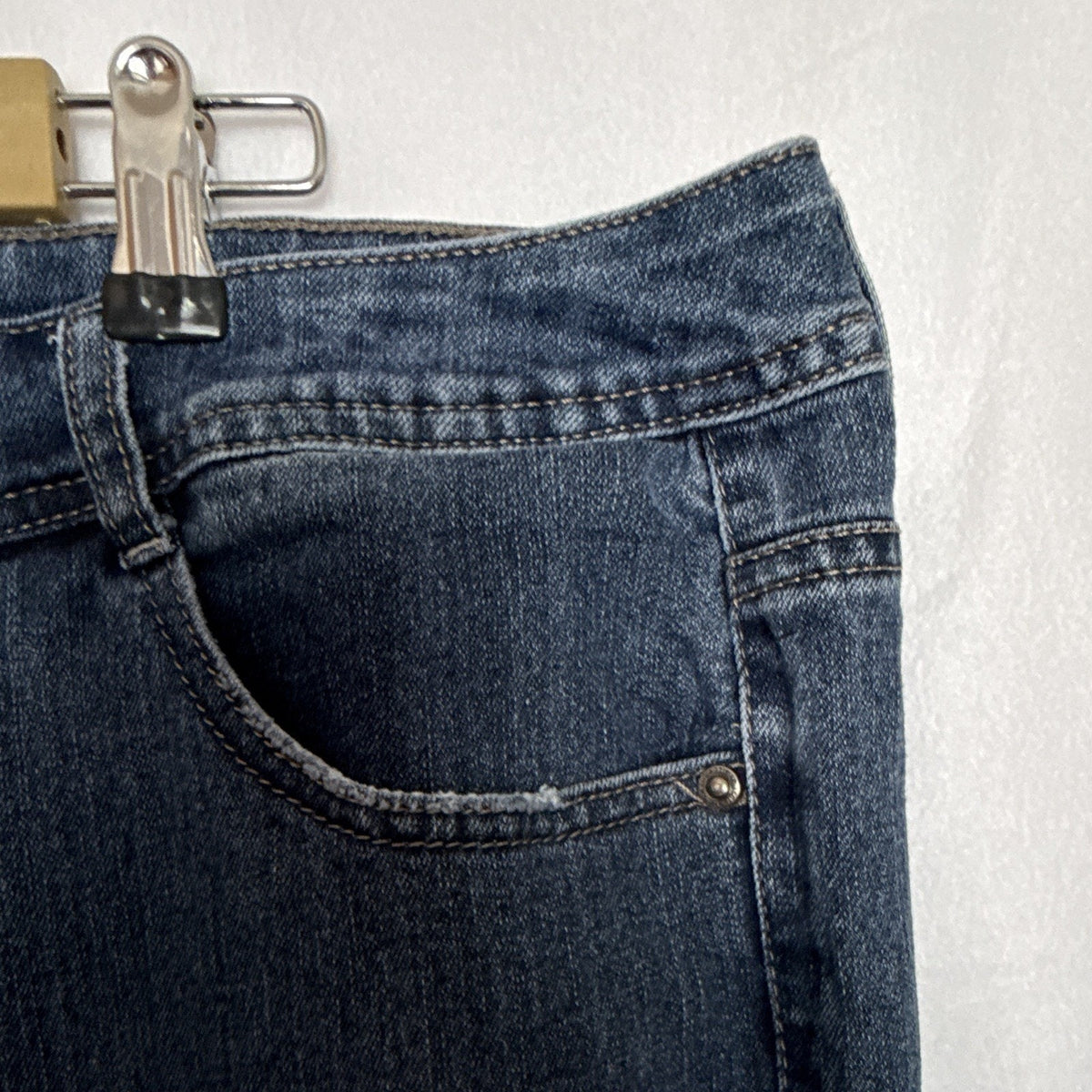 Just My Size JMS Women 24W Plus Blue Medium Wash Crop Jeans Stretch Straight