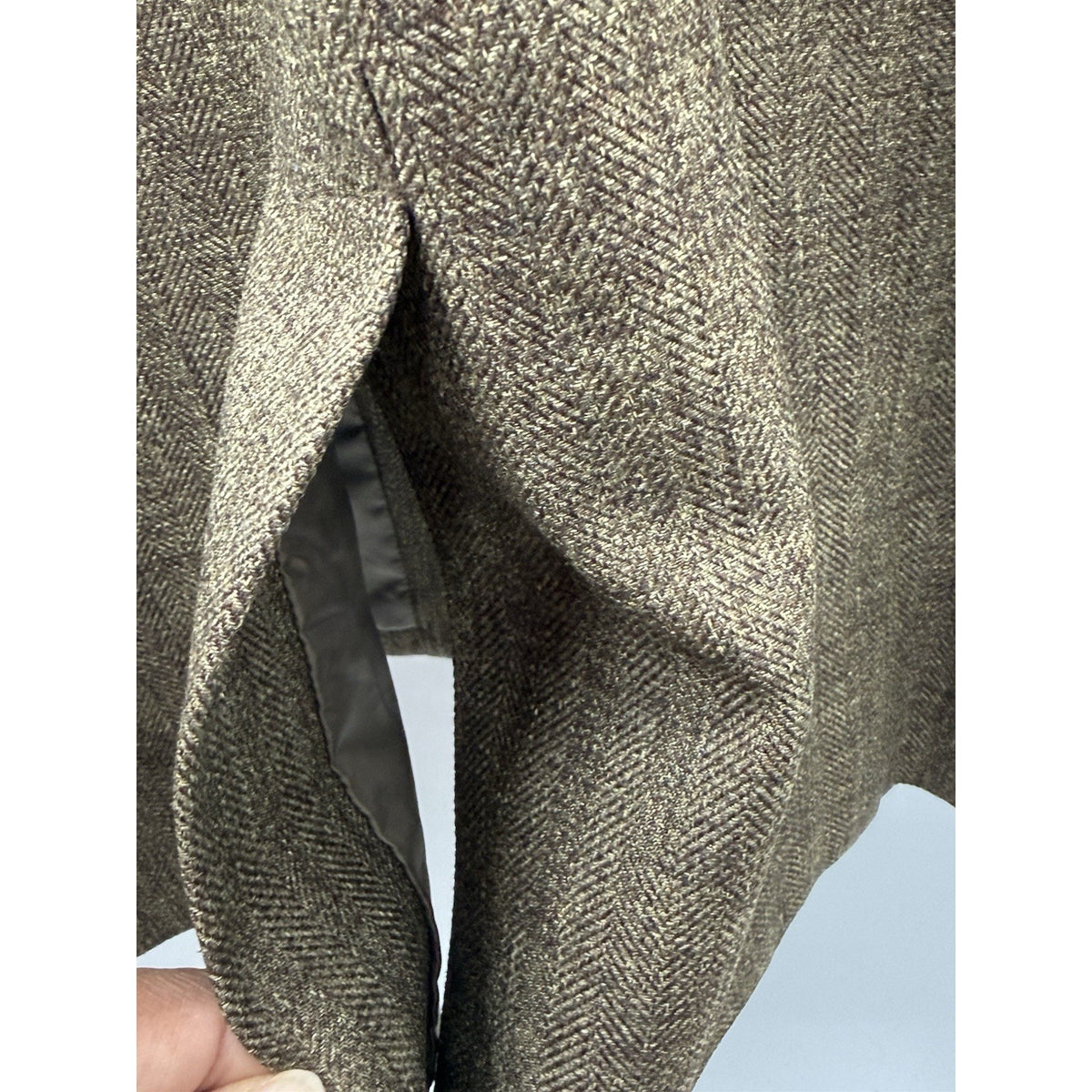 Levine Classics 18W Olive Brown Herringbone Long Coat Jacket Plus Size
