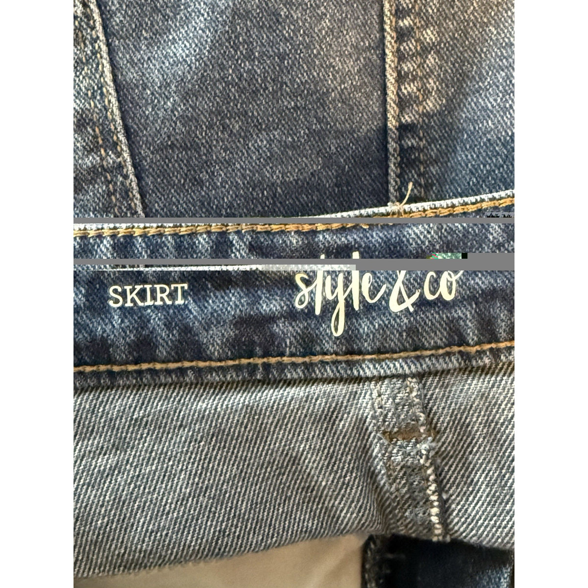 Style & Co Denim Skirt Women’s 16 Stretch Jean Skirt Raw Hem Distressed Midi