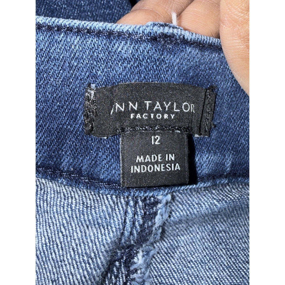 Ann Taylor Factory Jeans Womens 12 Blue High Rise Straight Leg Stretch Denim