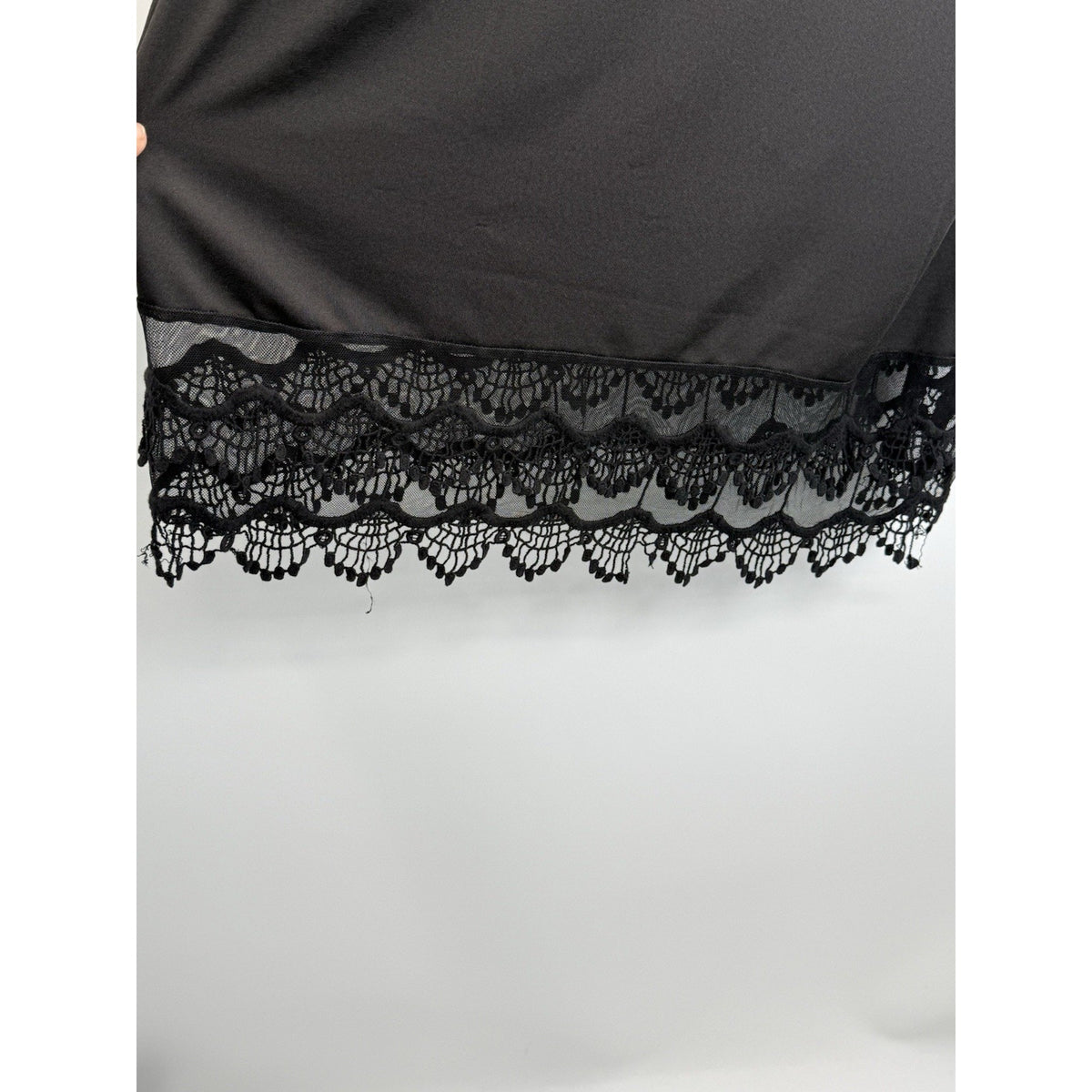 Venus Black Lace Hem Slip Dress XL Goth Dark Academia Layering (Flawed)