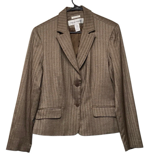 Rena Rowan Women’s Size 14 Brown Herringbone Blazer Jacket Fully Lined