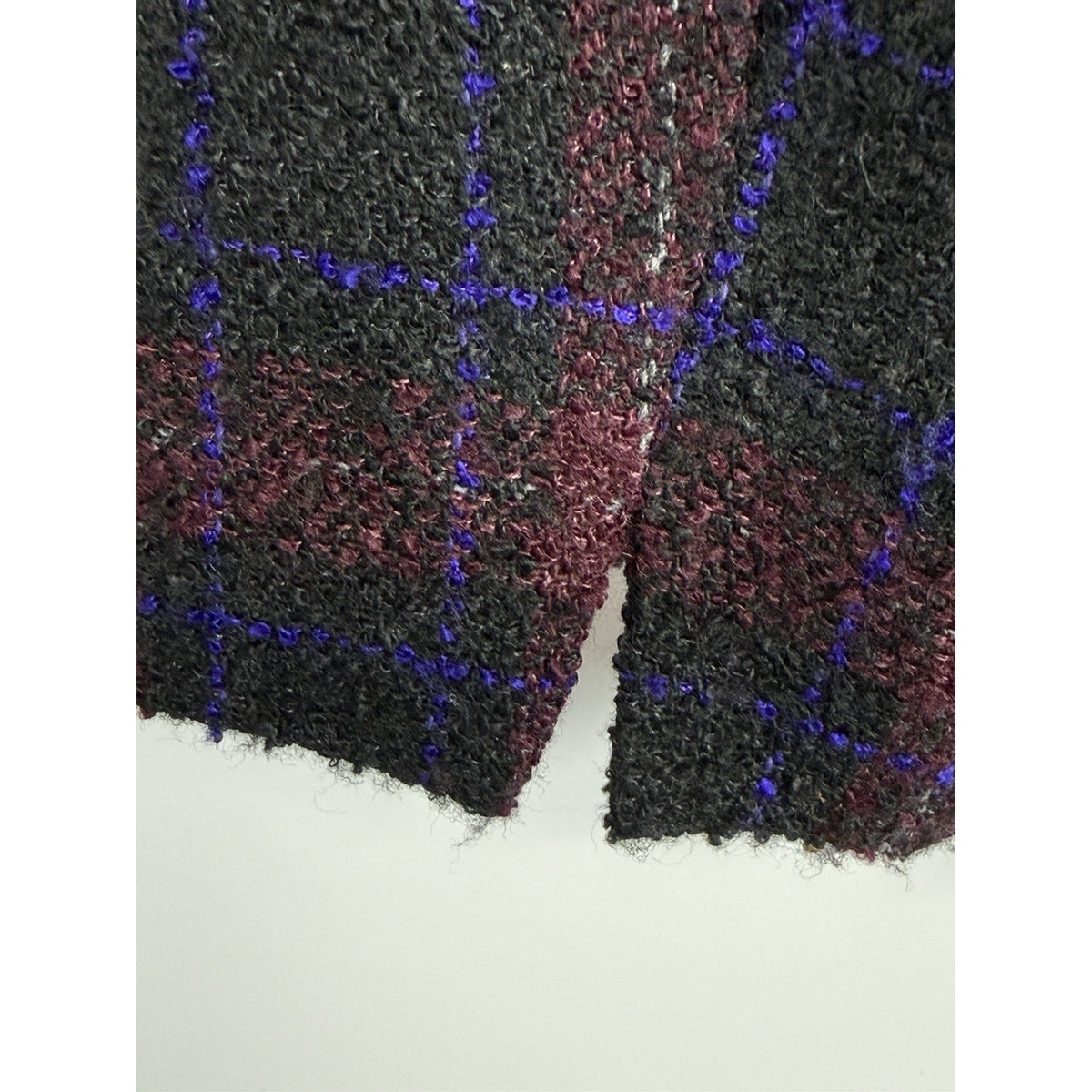 Kasper Plaid Wool Blend Button Front Jacket Blazer Size 12 Burgundy Black