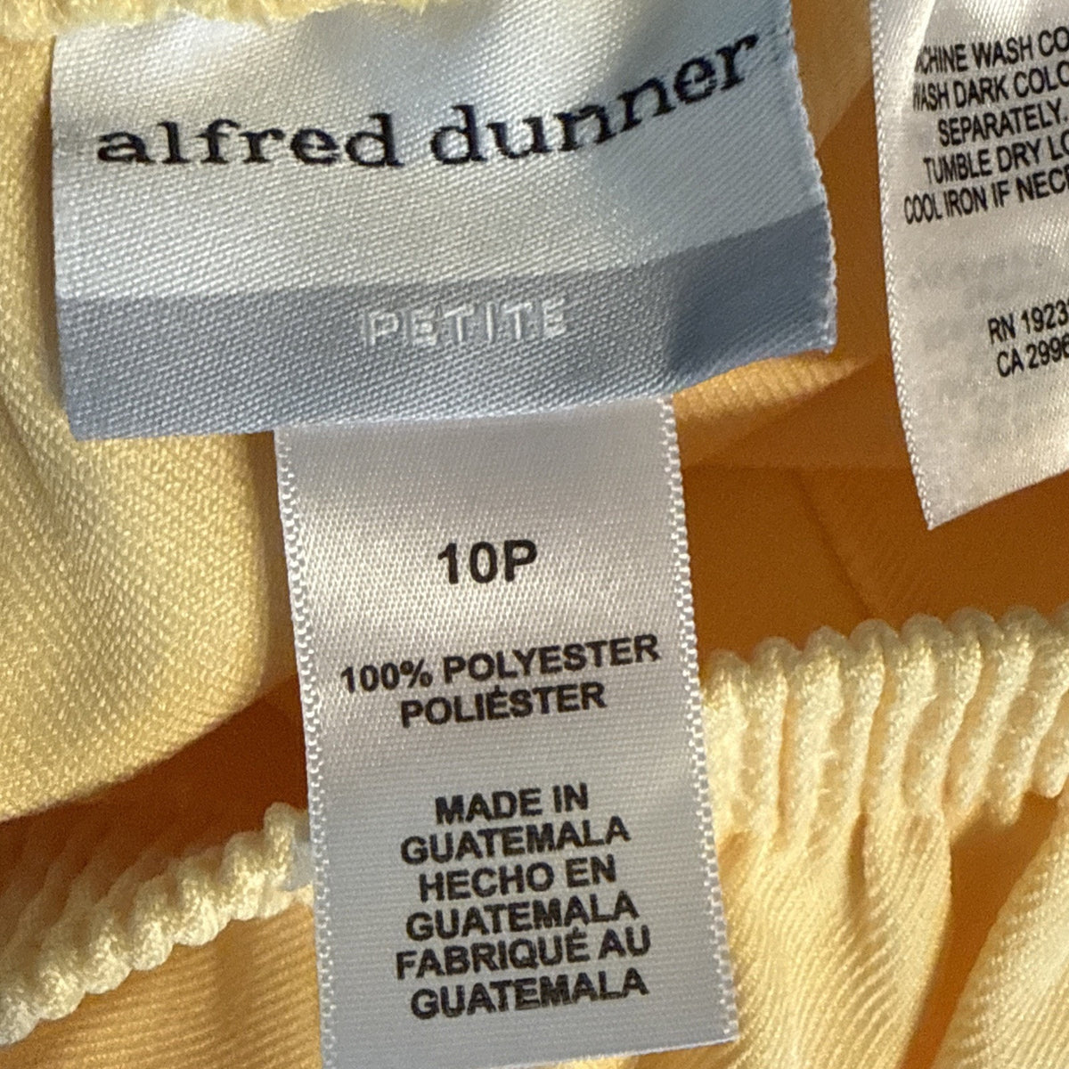 Alfred Dunner Yellow Dress Pants Women Sz 10 Petite Elastic Waist Pull On Pocket