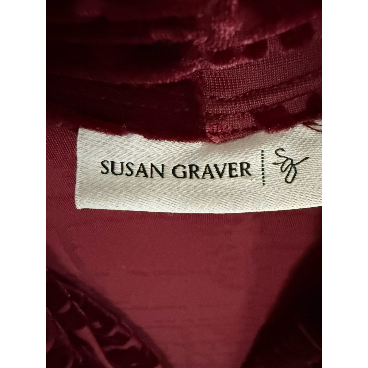 Susan Graver Women’s M Burgundy Burnout Velvet Open Front Draped Vest USA