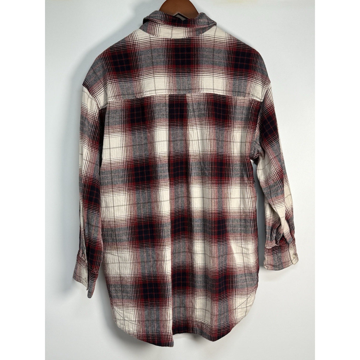 H&M Plaid Flannel Button Front Shirt Shacket Plaid Long Sleeve Women’s XS