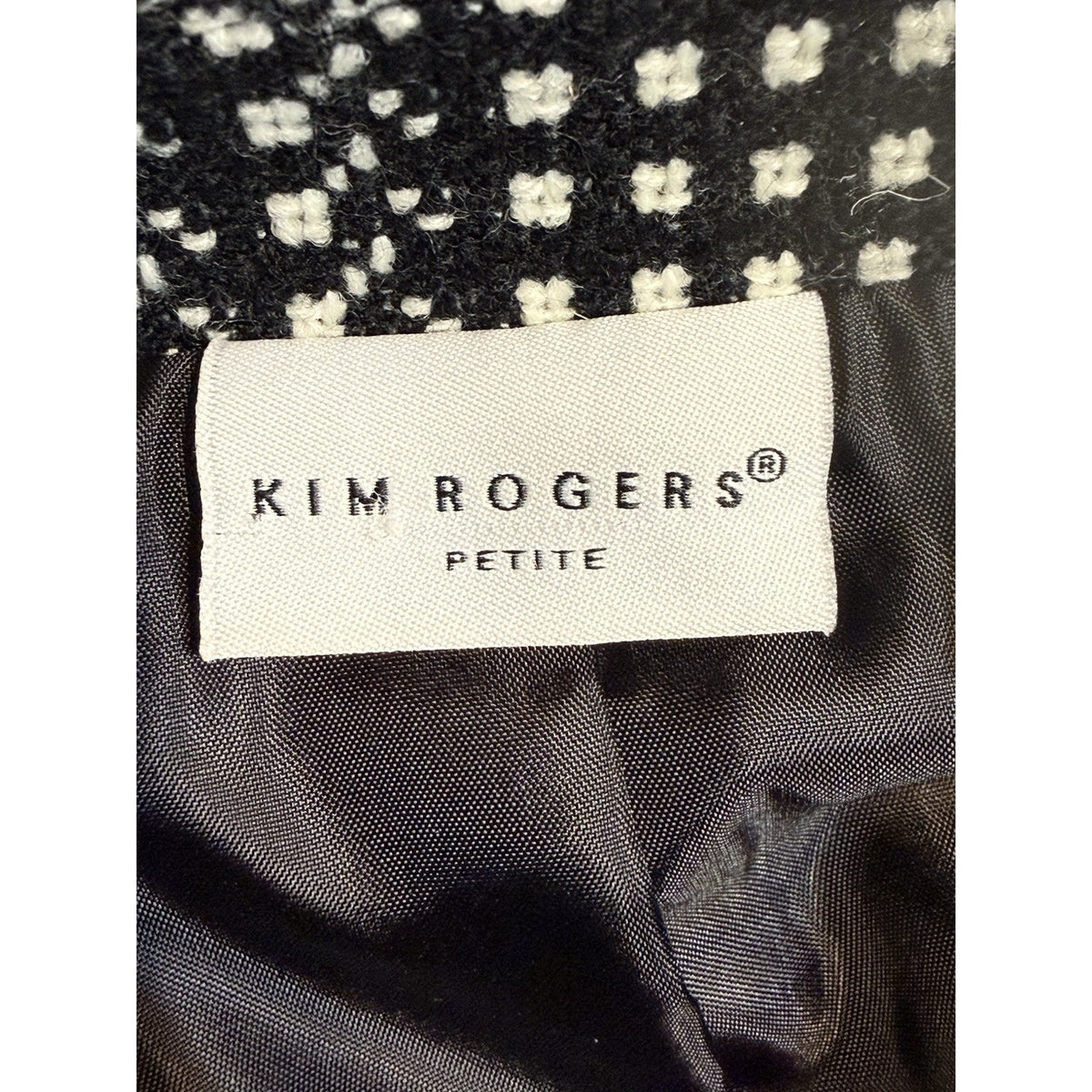 Kim Rogers Petite Women’s 8P Black White Textured Jacket Blazer Wool Blend