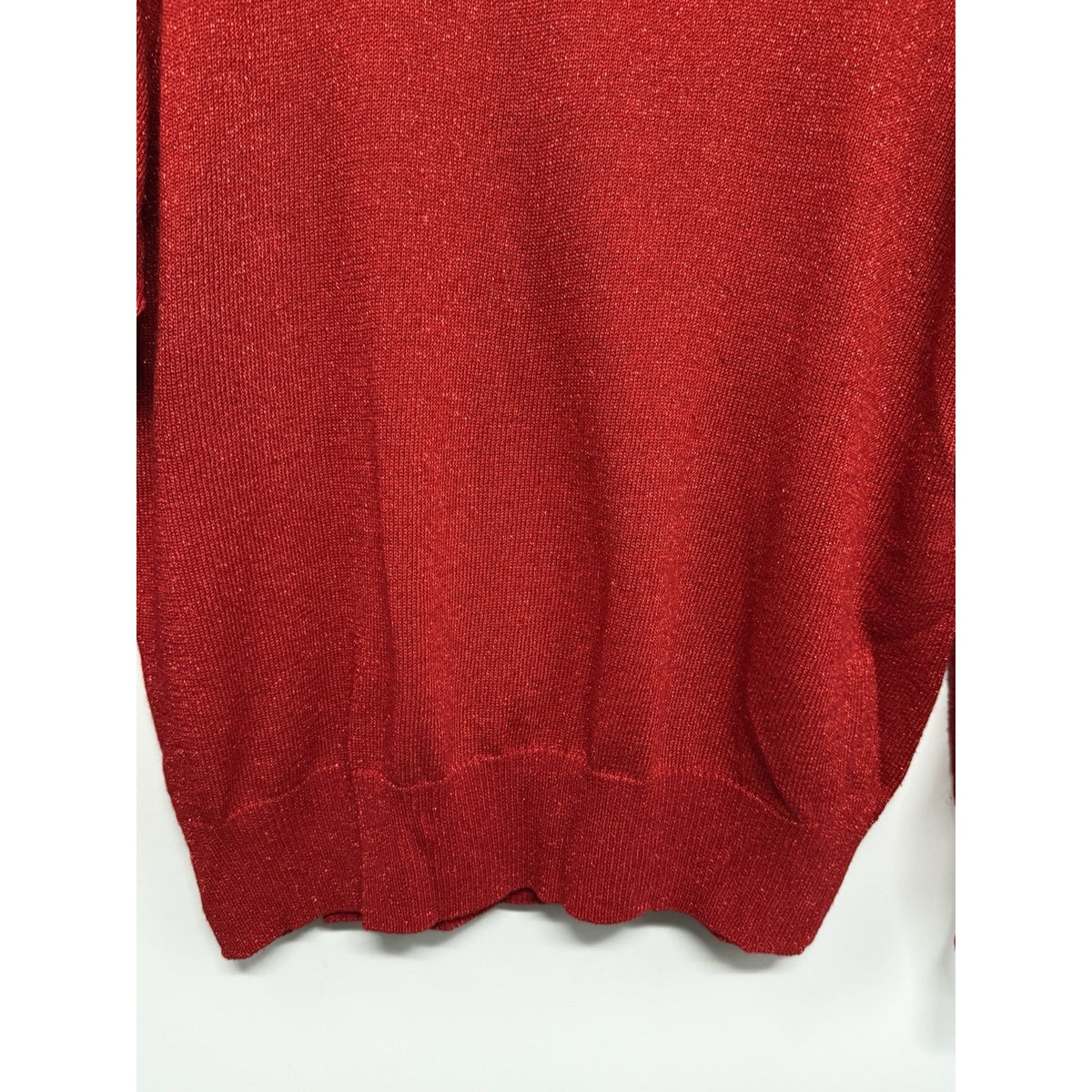 Vtg Dressbarn Woman Holiday Mockneck Sweater 14/16 Red Sparkle Shoulder Pads