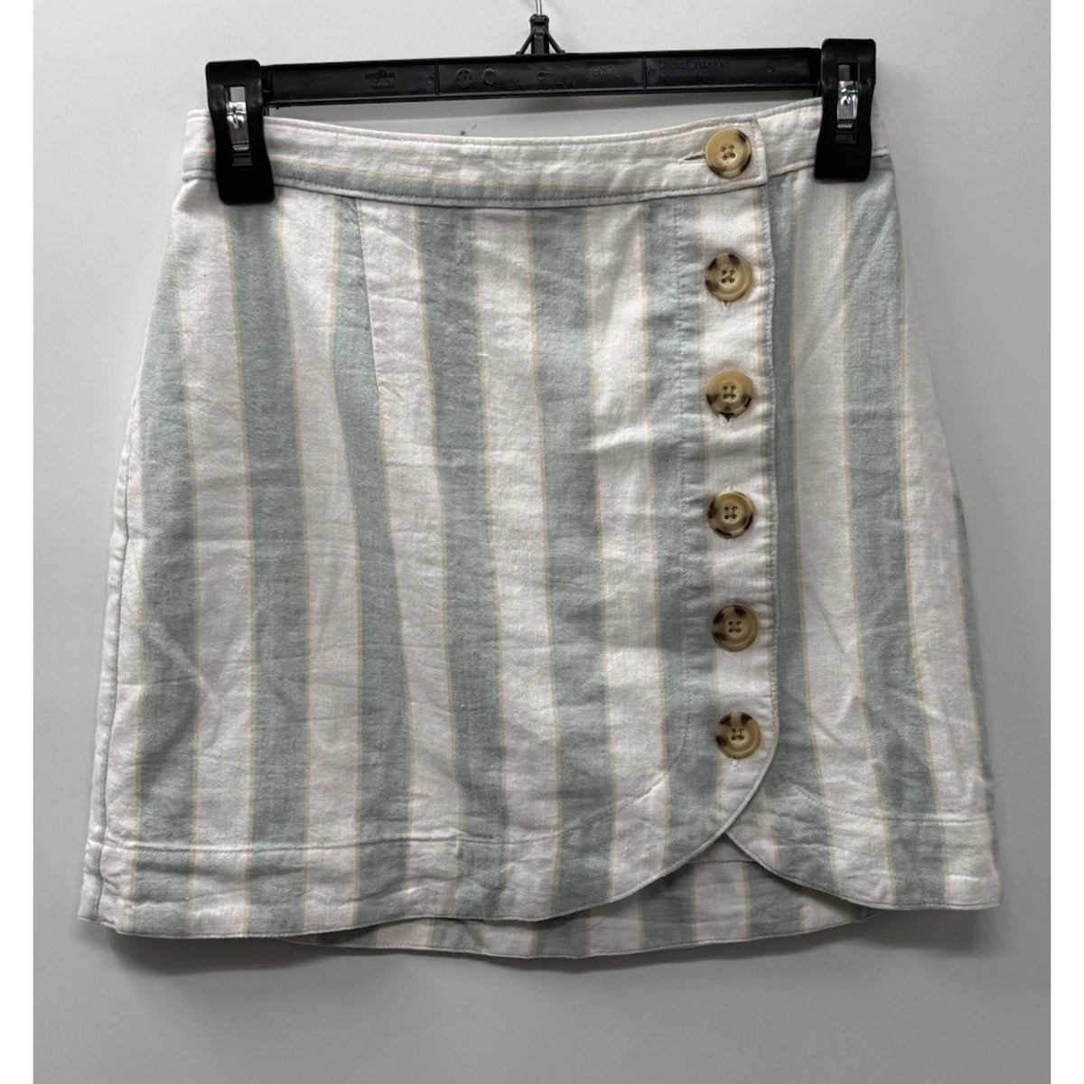 Abercrombie & Fitch Size XXS Linen Blend Striped Mini Skirt Button Front Coastal