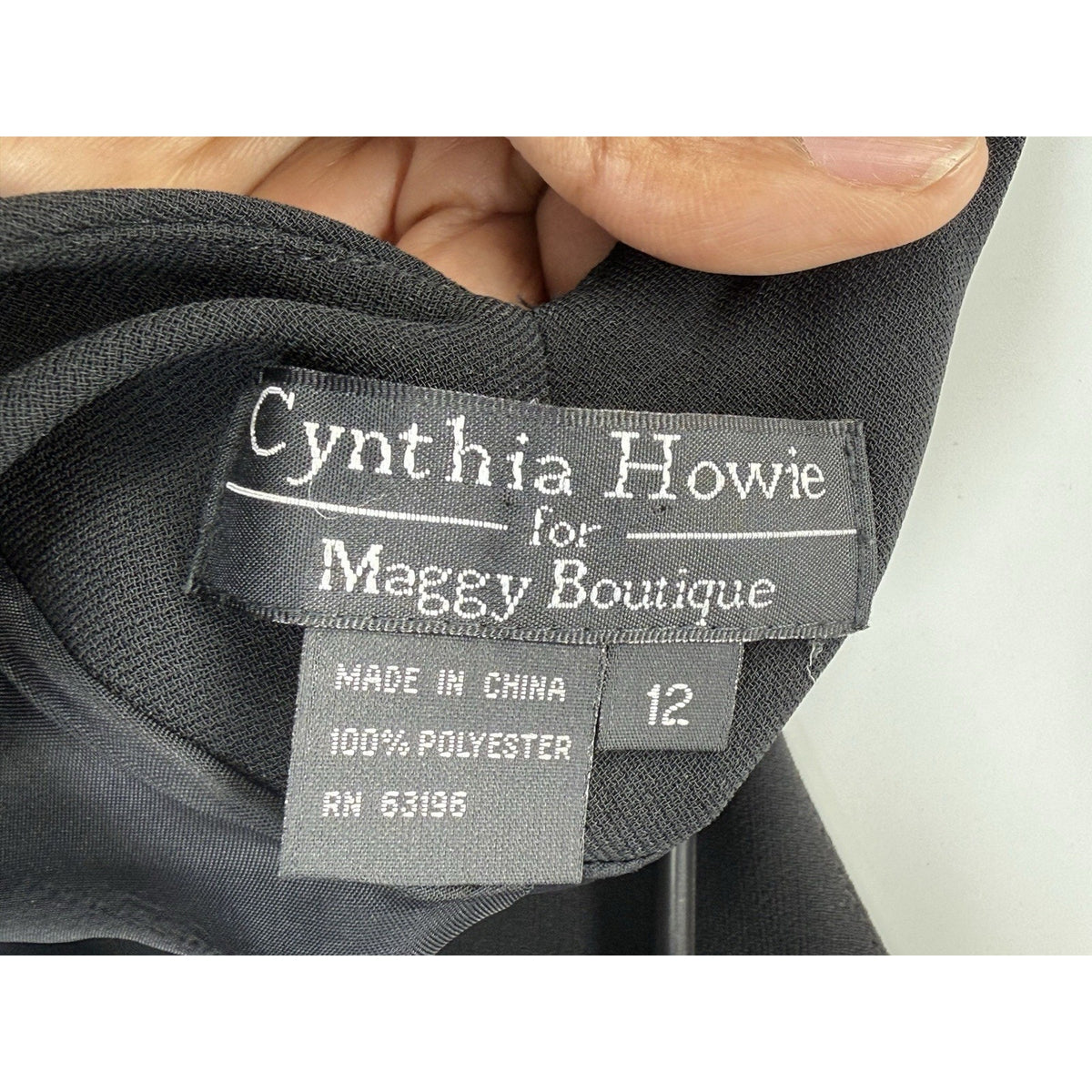 Cynthia Howie Black Sleeveless Midi Dress Women’s 12 Minimalist Back V Formal